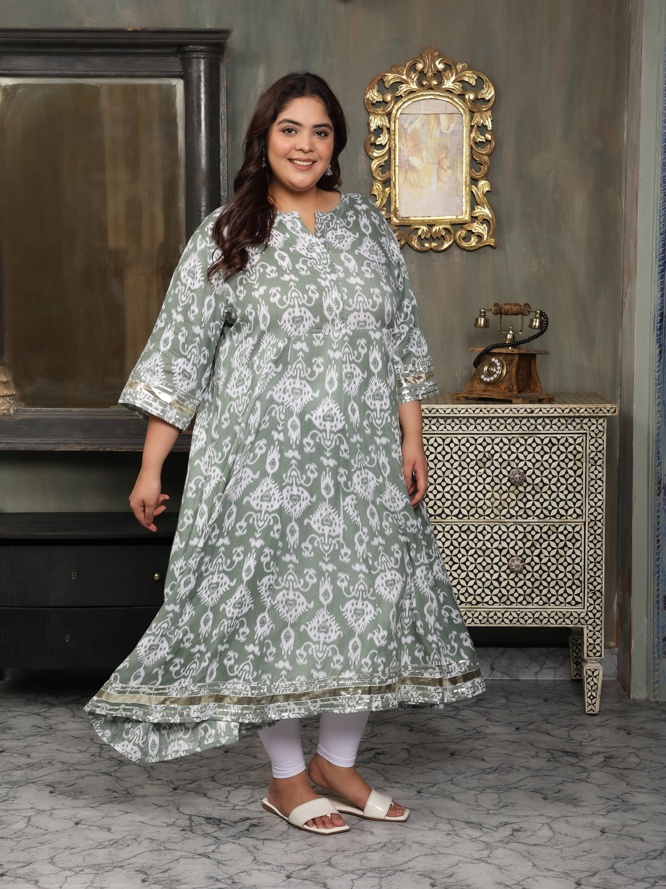     			Attire Fashions Women Cotton Printed Straight Kurti ( Grey )