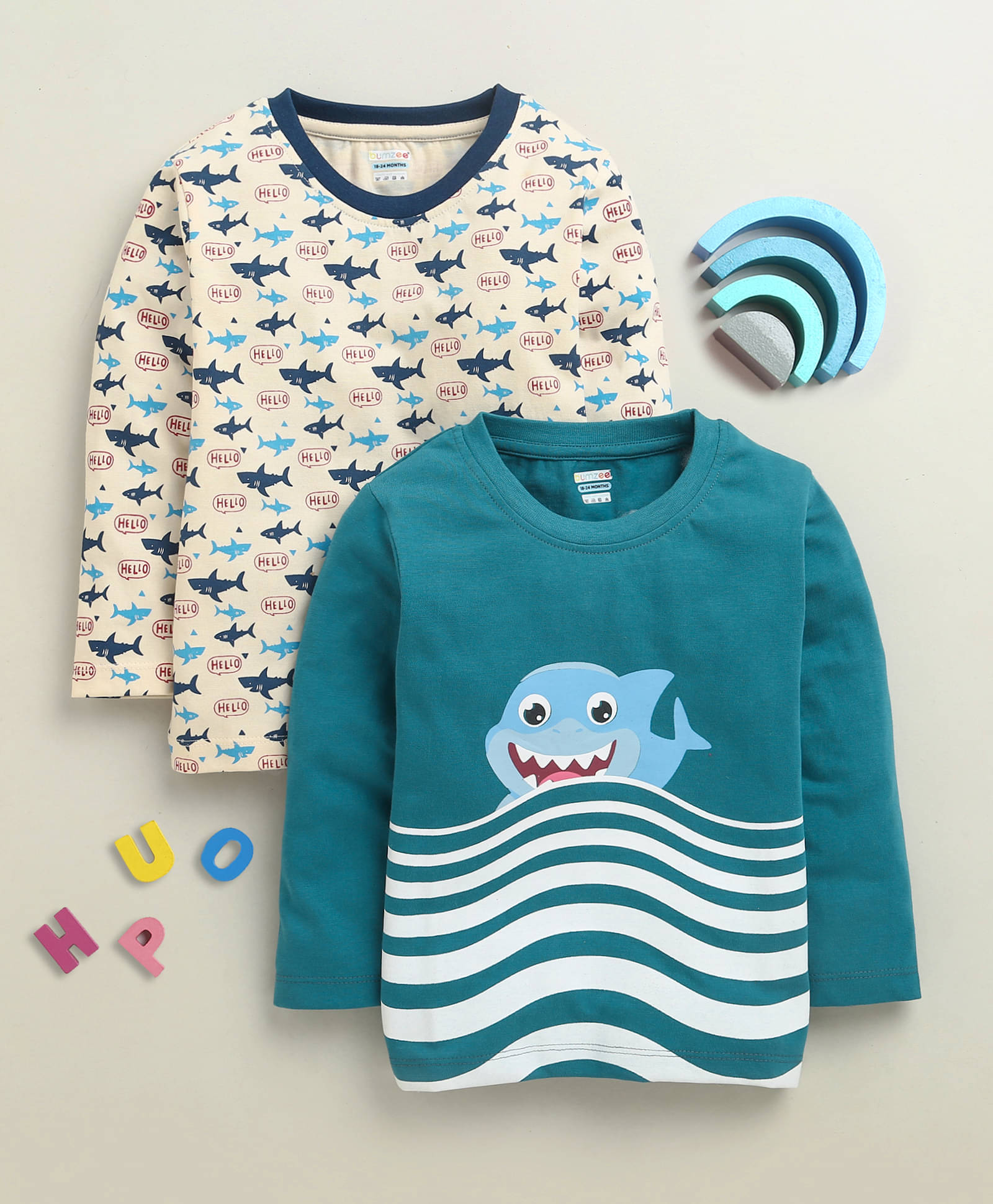     			BUMZEE Pack of 2 Boys Cotton T-Shirt ( Beige )