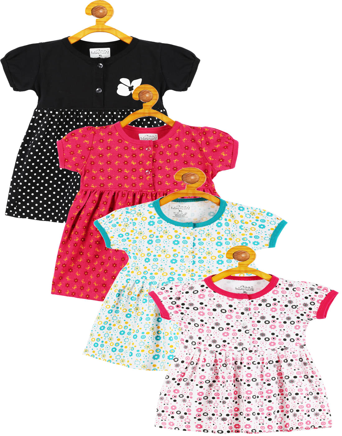 Babeezworld Cotton Frock For Baby Girls ( Pack of 4 , Multicolor ) Babeezworld Cotton Frock For Baby Girls ( Pack of 4 , Multicolor )