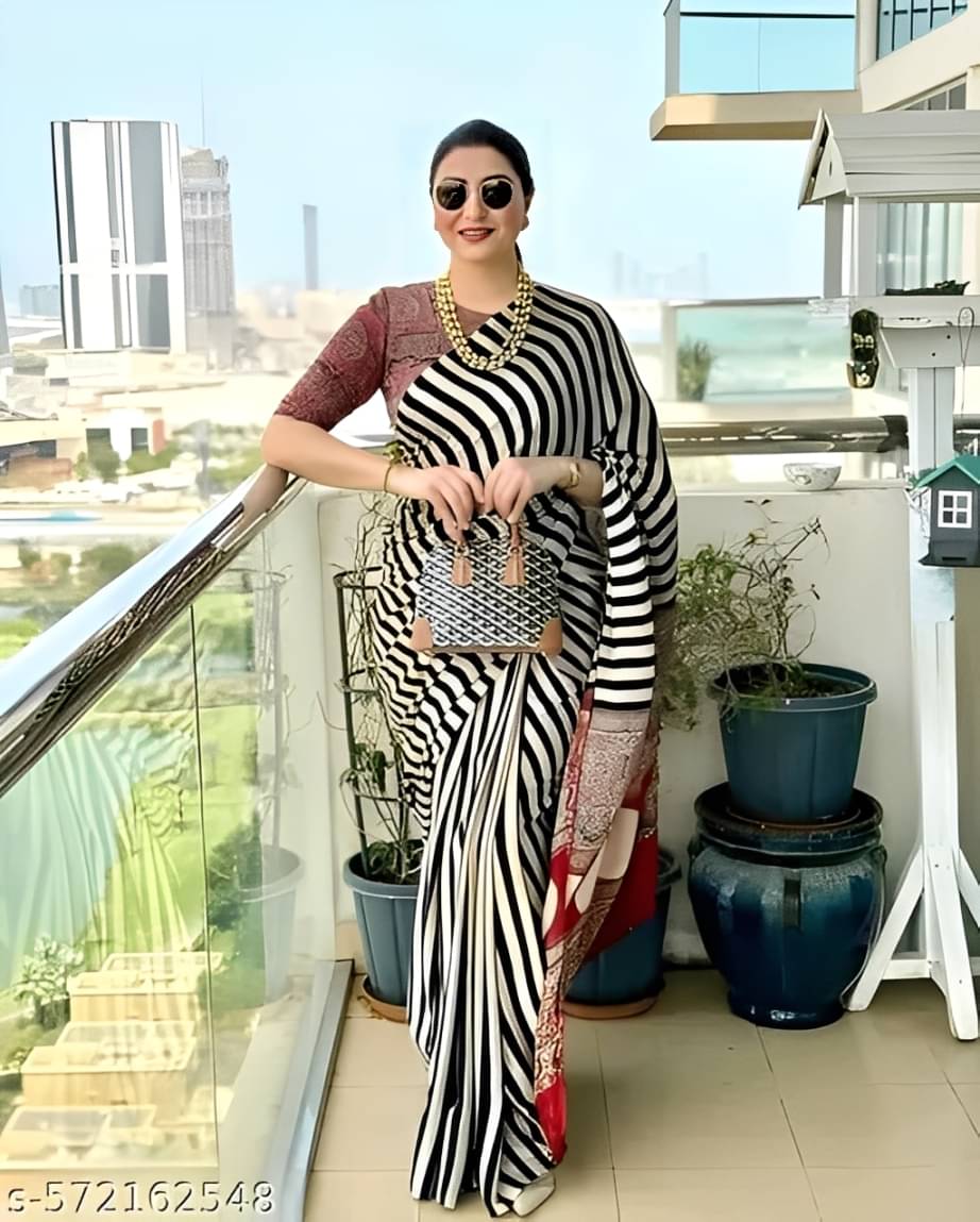 Bhuwal Fashion Crepe Printed Regular Saree With Unstitched Blouse Piece ( Multicolor 1 ) Bhuwal Fashion Crepe Printed Regular Saree With Unstitched Blouse Piece ( Multicolor 1 )