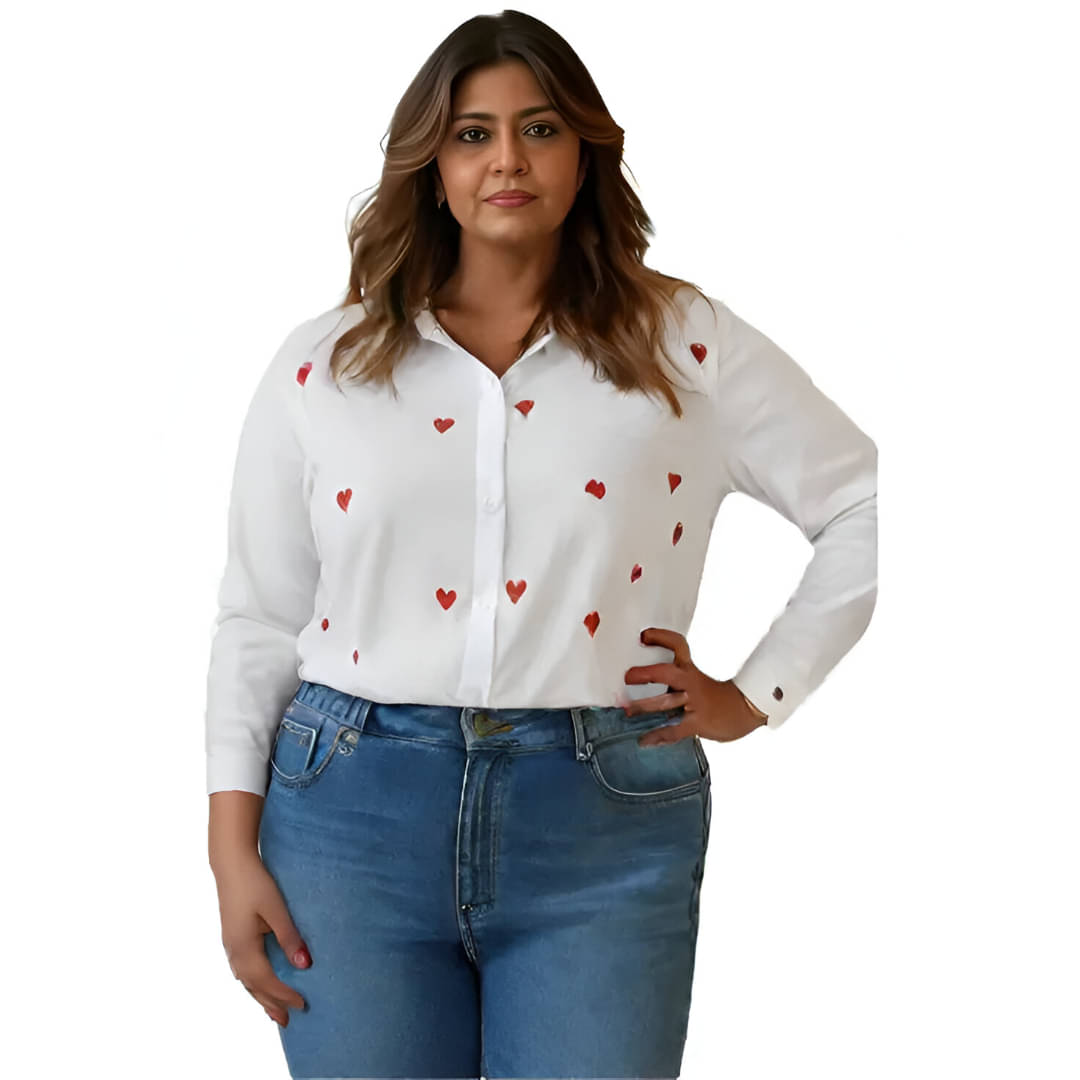 CADMON Women Embroidered Cotton Shirt ( White ) CADMON Women Embroidered Cotton Shirt ( White )
