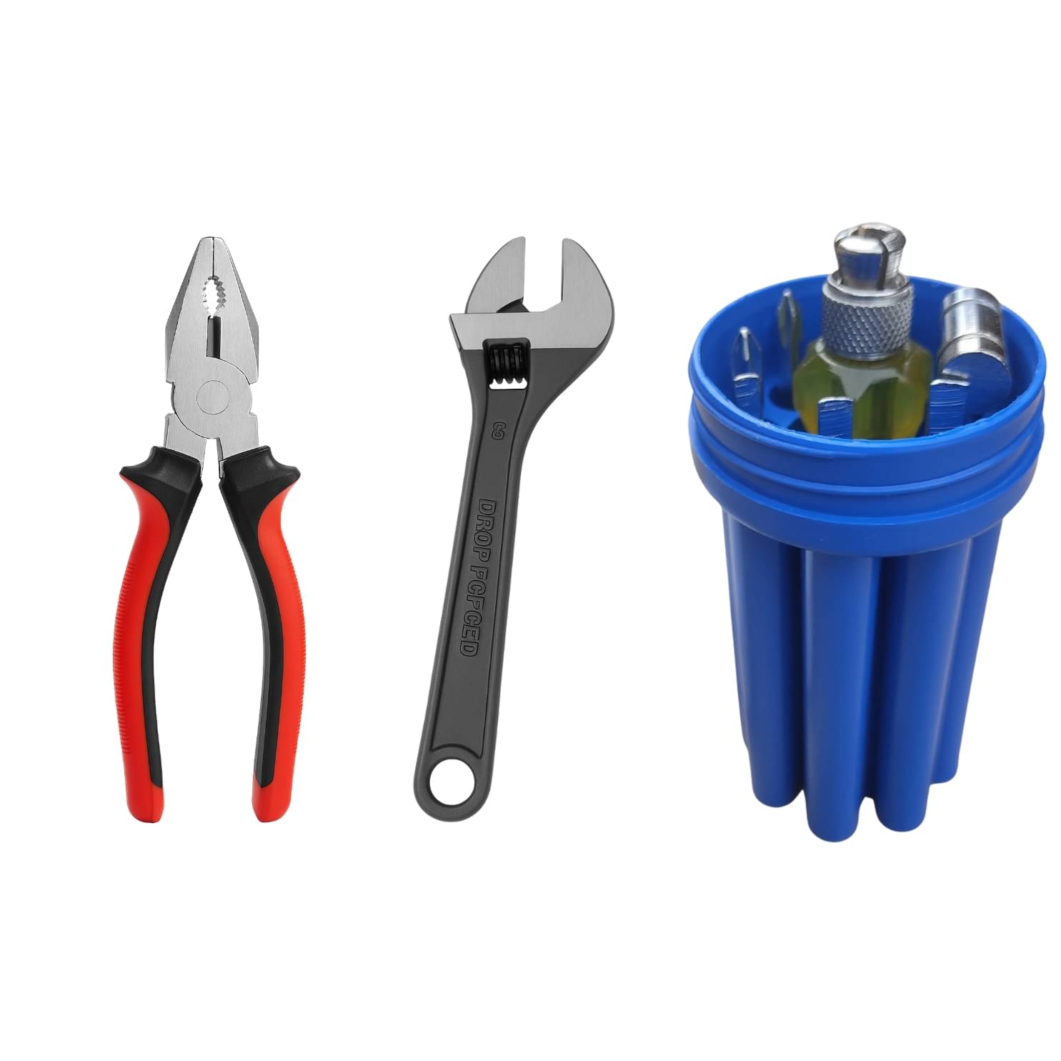 CTM 3-in-1 Hand Tool Combo Kit | Plier, Adjustable Wrench & Screwdriver Set with Bits | Multipurpose Household & Garage Tools CTM 3-in-1 Hand Tool Combo Kit | Plier, Adjustable Wrench & Screwdriver Set with Bits | Multipurpose Household & Garage Tools