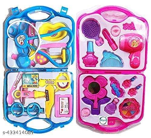     			Doctor Set And Beauty Set Toy For Kids- Multi Color  (COMBO PACK)