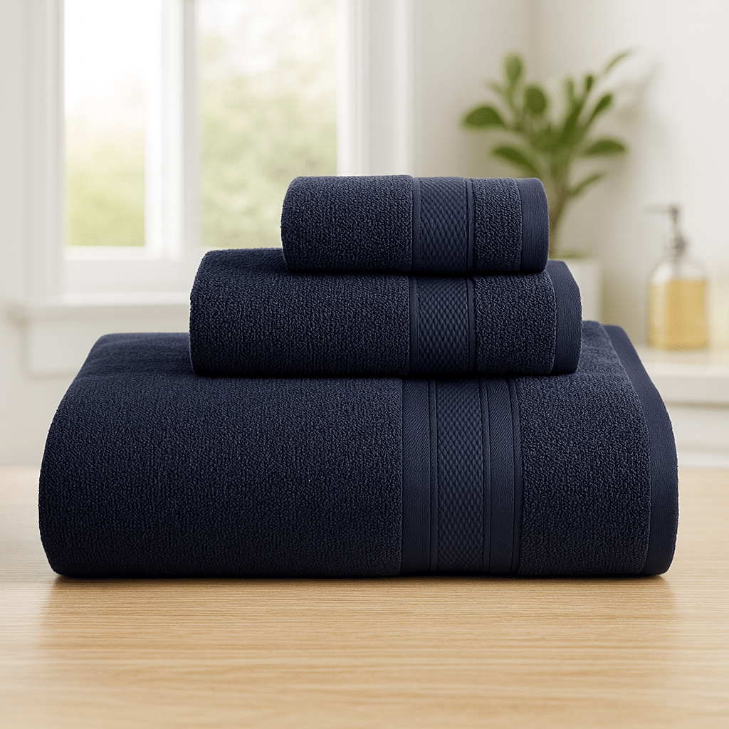     			Dollar Pack of 3 Terry Above 600 -GSM Bath Towel ( Navy Blue )