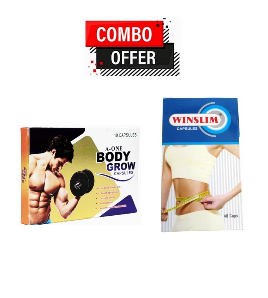     			Dr. Chopra G&G A-One Body Grow Caps10no.s & Wintrust Winslim Caps For Weight Loss 48 no.s Unflavoured Pack of 2