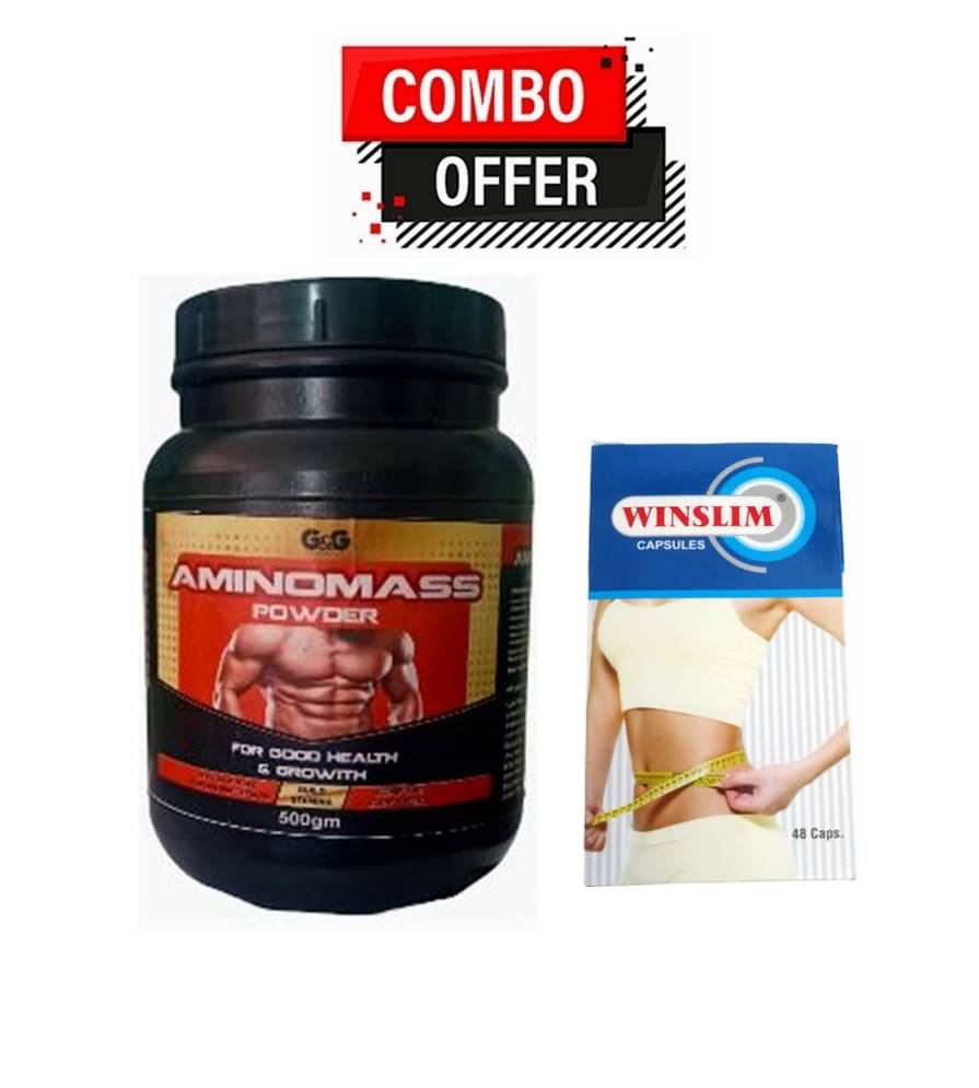 Dr. Chopra G&G Amino Mass Powder 500gm & Wintrust WinSlim Caps For Weight Loss 48 no.s Unflavoured Pack of 2     			Dr. Chopra G&G Amino Mass Powder 500gm & Wintrust WinSlim Caps For Weight Loss 48 no.s Unflavoured Pack of 2