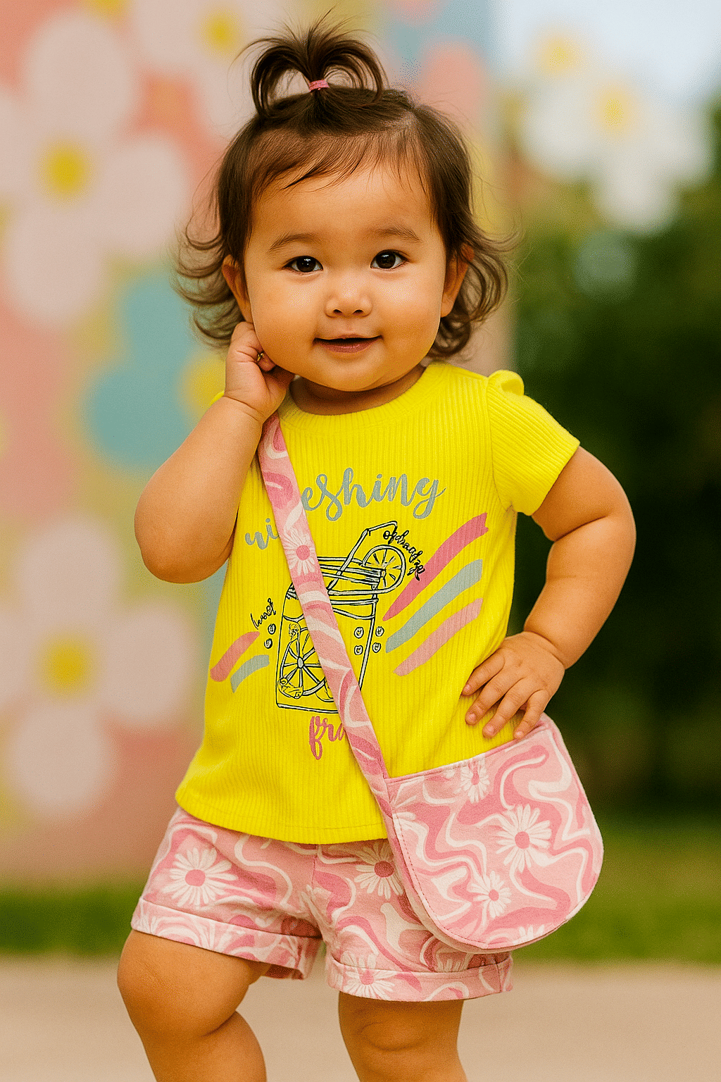     			FARAAZ Pack of 1 Baby Girls Cotton T-shirt & Shorts ( Yellow )
