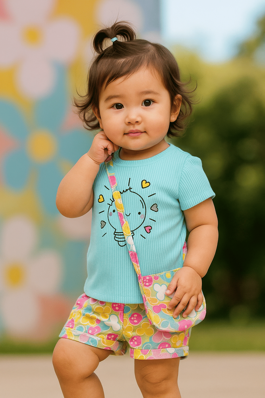     			FARAAZ Pack of 1 Baby Girls Cotton T-shirt & Shorts ( Blue )