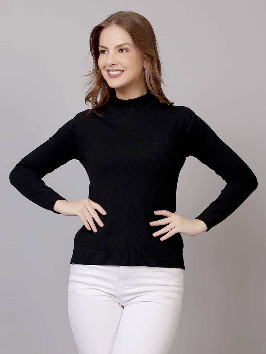     			FEVERFEW Viscose Blend Round Neck Women's Pullovers - Black ( Pack of 1 )