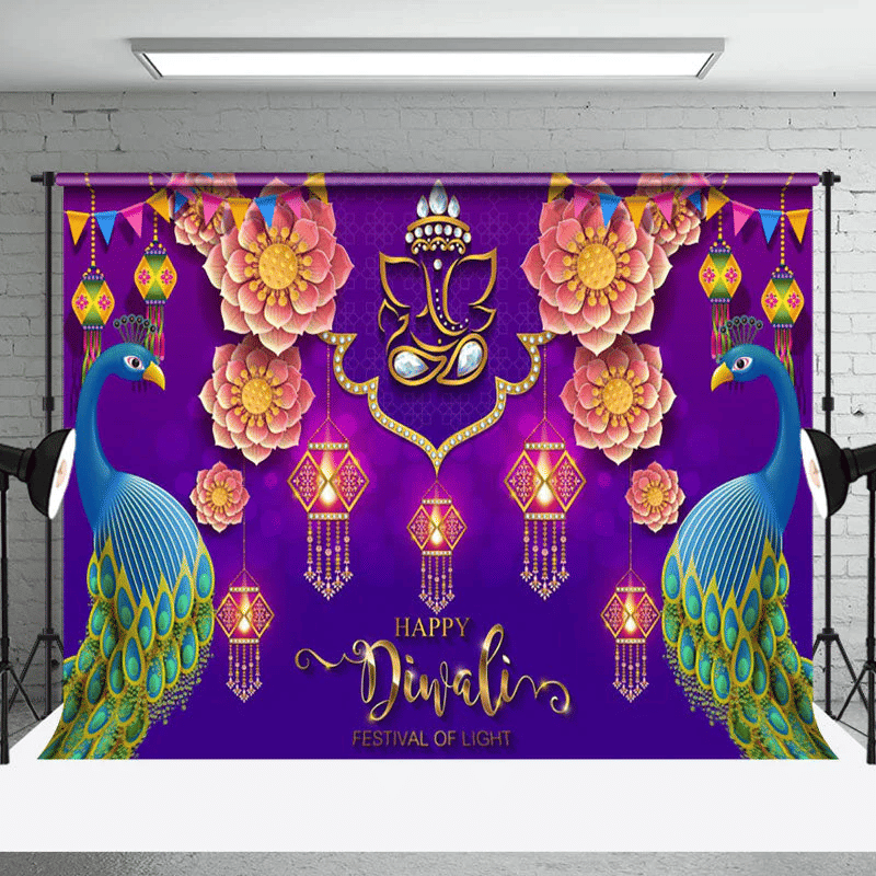     			Festive Backdrop Decorative Curtain For Diwali Laxmi Ganesh Pooja Festival Backdrop Cloth (5 X 5 ft)