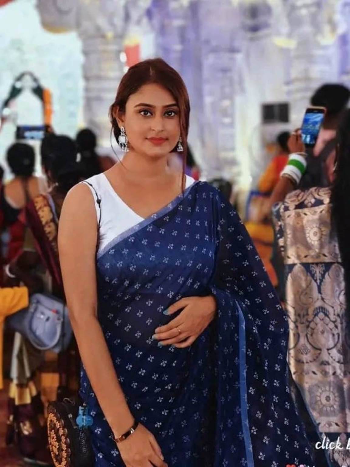     			GENRIC 01 Chanderi Printed Chanderi saree With Unstitched Blouse Piece ( Navy Blue )