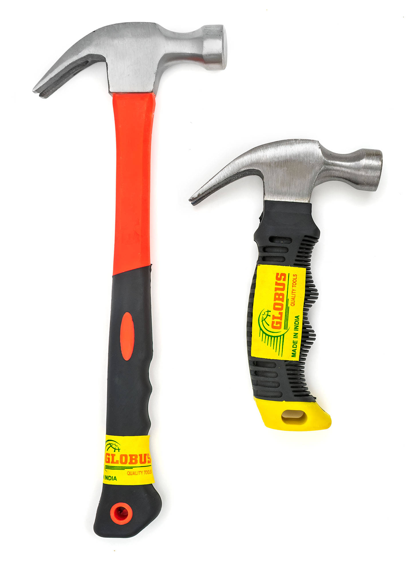     			Globus 1618-Curved Claw Hammer with FIBER GLASS Handle and Rubber SHOCK PROOF Grip (0.40 kg)&Heavy Duty Small Hammer/Stubby Mini Claw Hammers (0.30 kg).Professional & home use tools.