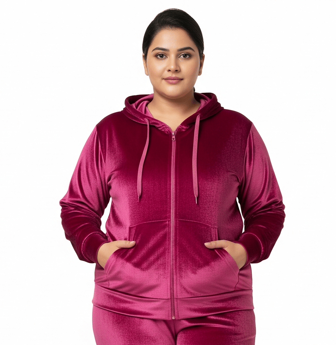     			HeteShe - Velvet Peach Hooded Jackets Pack of 1