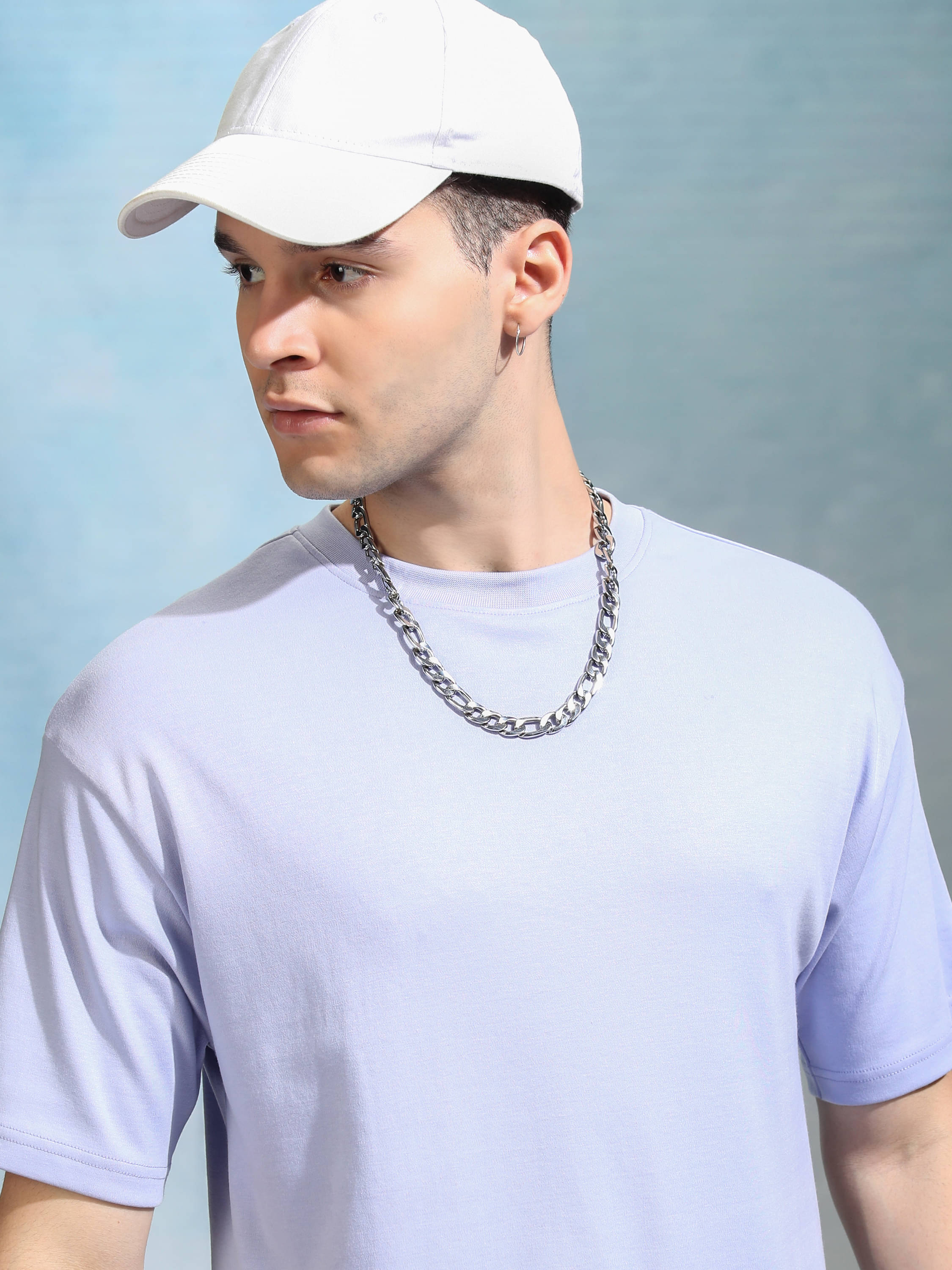 Highlander Men Cotton Blend Relaxed Fit Solid T-Shirt ( Lavender )     			Highlander Men Cotton Blend Relaxed Fit Solid T-Shirt ( Lavender )