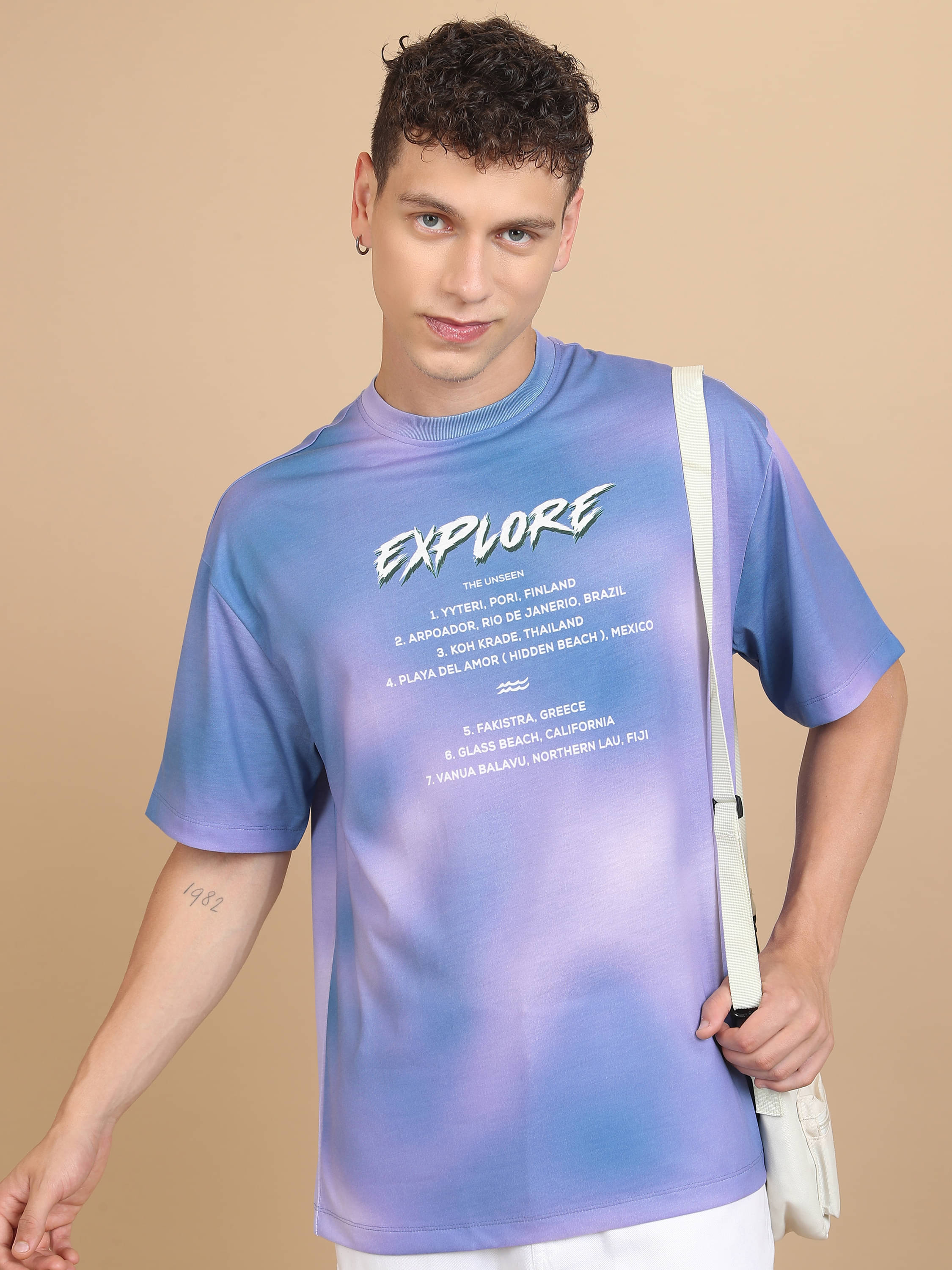 Highlander Men Polyester Oversized Fit Printed T-Shirt ( Purple )     			Highlander Men Polyester Oversized Fit Printed T-Shirt ( Purple )