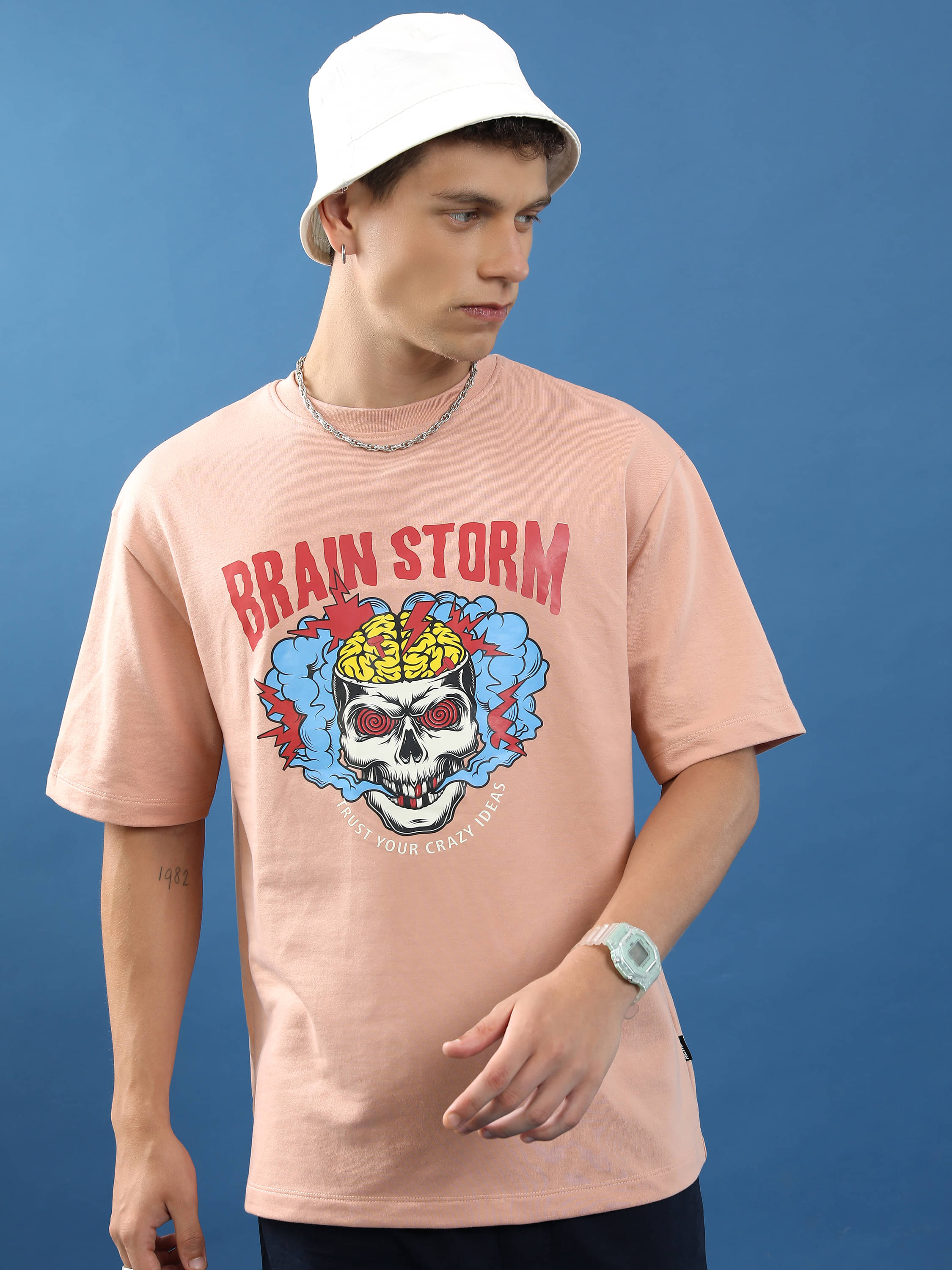     			Highlander Men Polyester Oversized Fit Printed T-Shirt ( Nude )