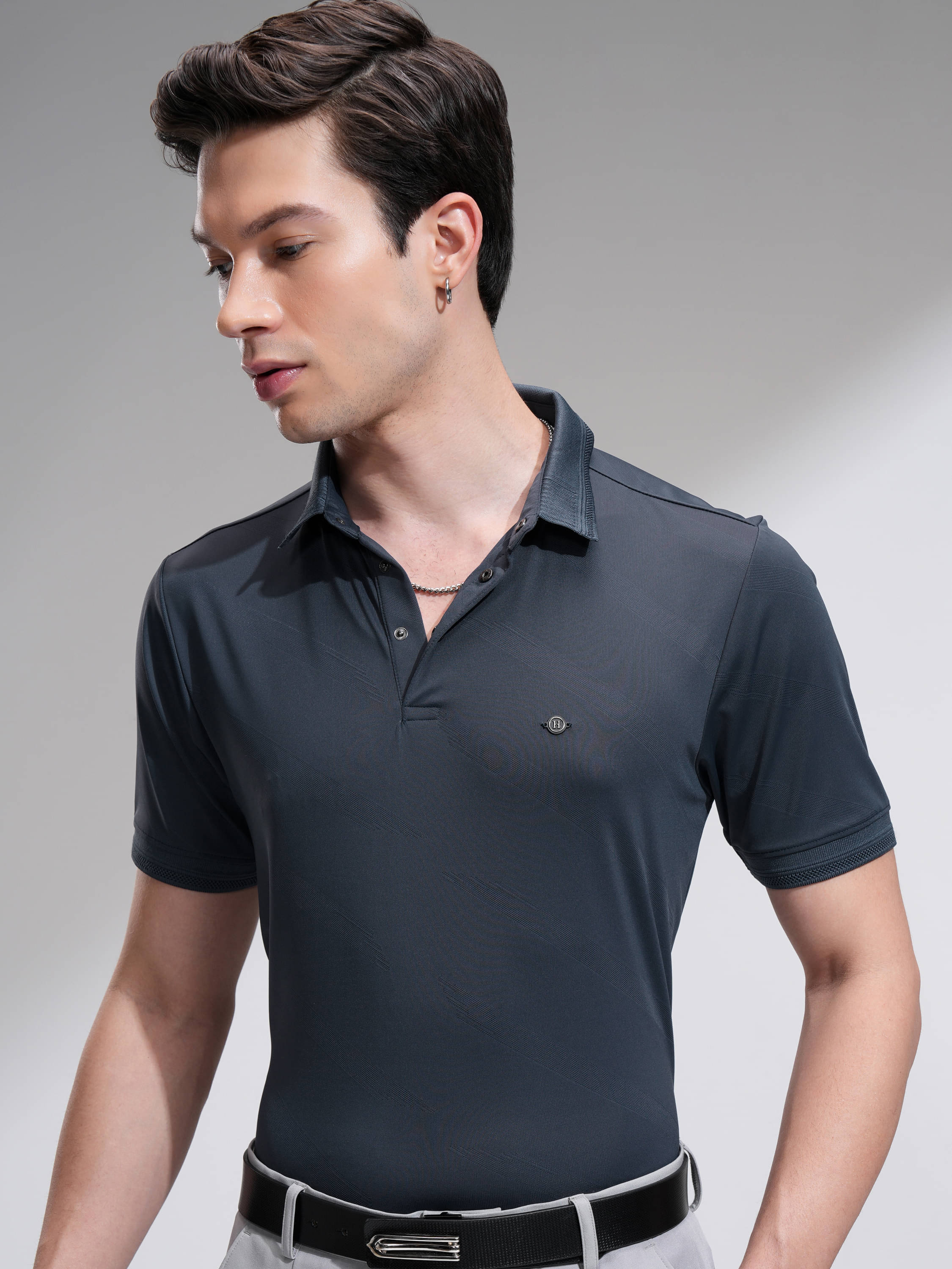     			Highlander Men Polyester Regular Fit Solid Polo T Shirt ( Blue )