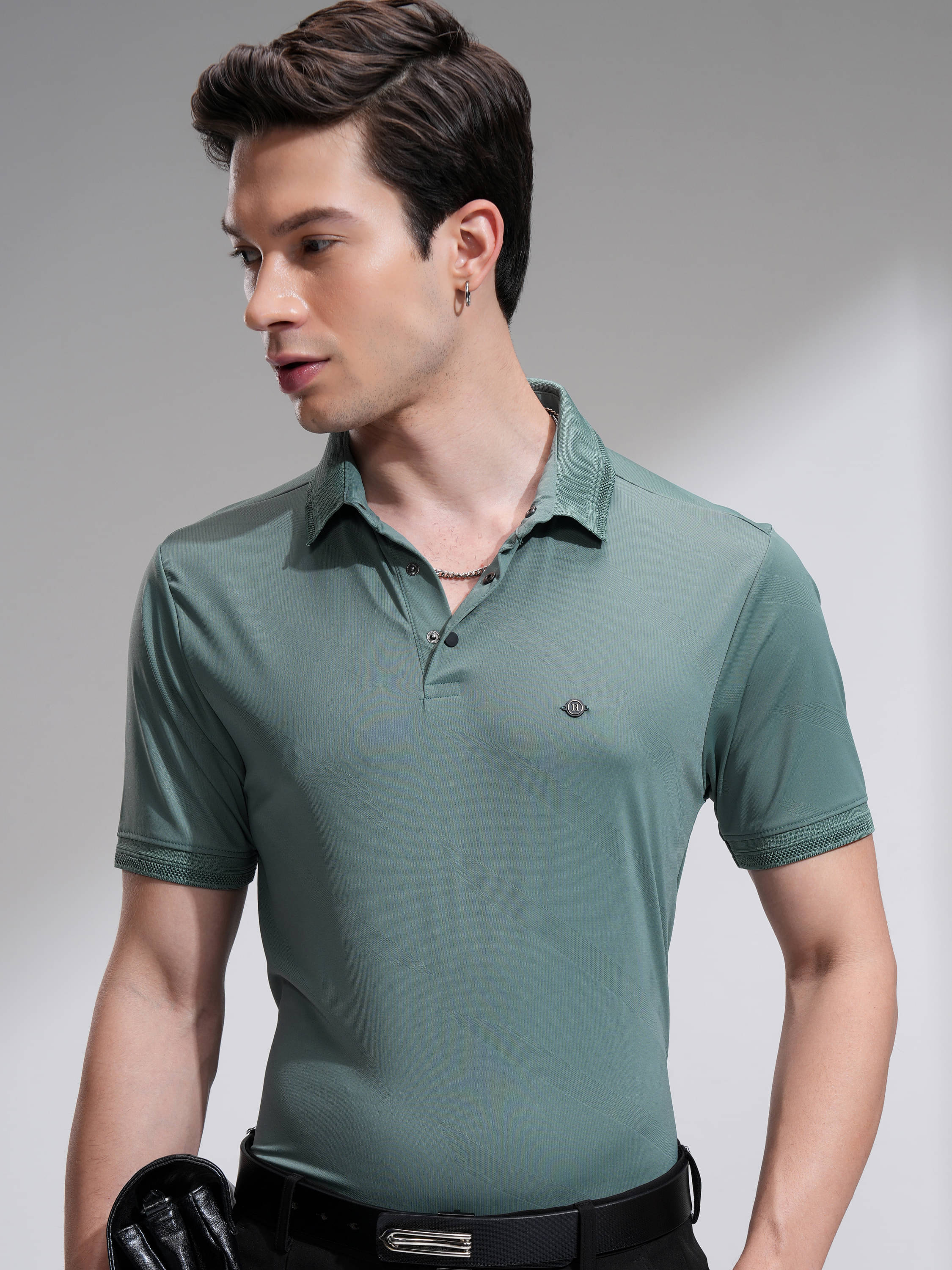 Highlander Men Polyester Regular Fit Solid Polo T Shirt ( Green ) Highlander Men Polyester Regular Fit Solid Polo T Shirt ( Green )