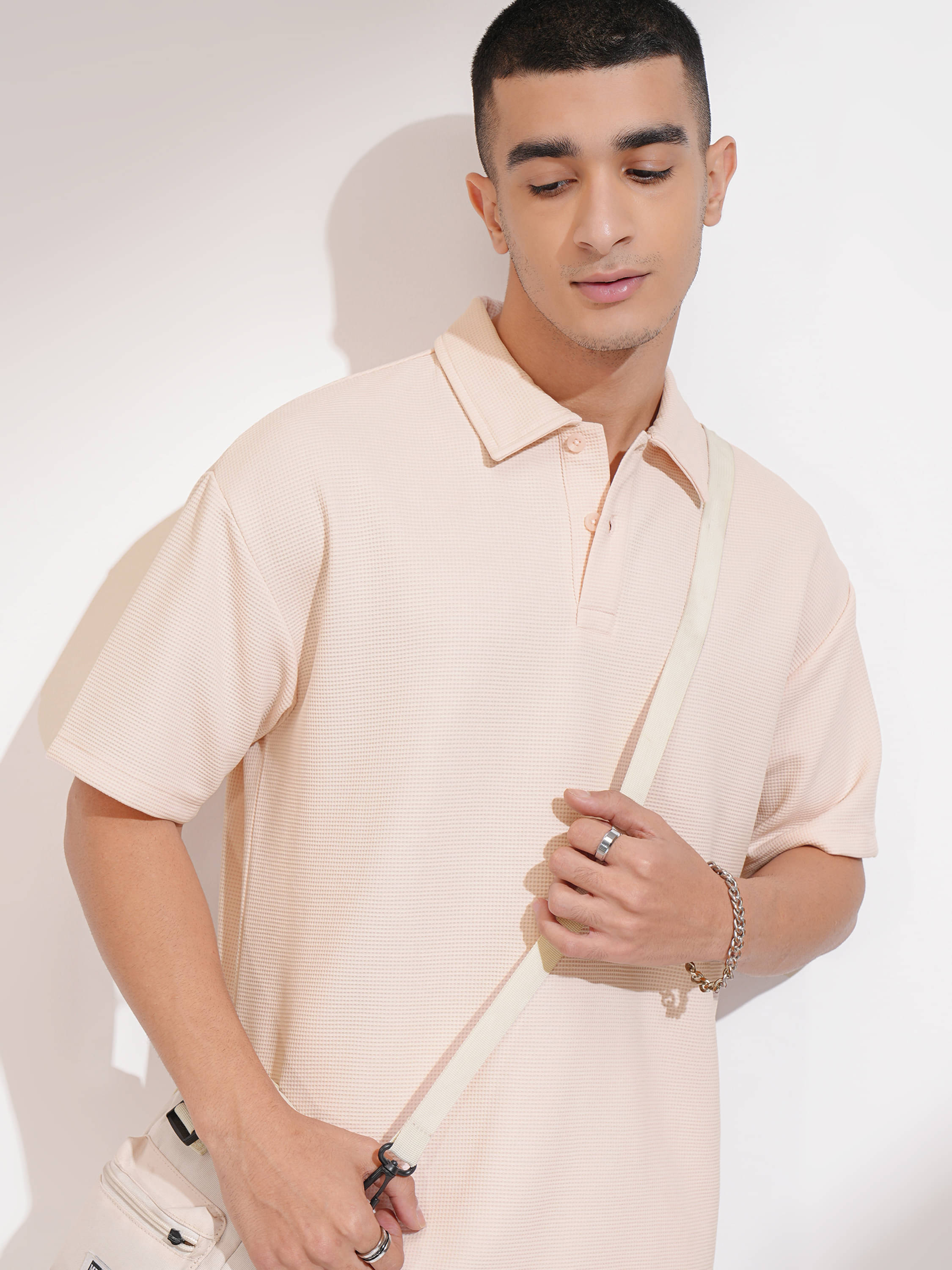 Highlander Men Polyester Relaxed Fit Self Design Polo T Shirt ( Peach ) Highlander Men Polyester Relaxed Fit Self Design Polo T Shirt ( Peach )