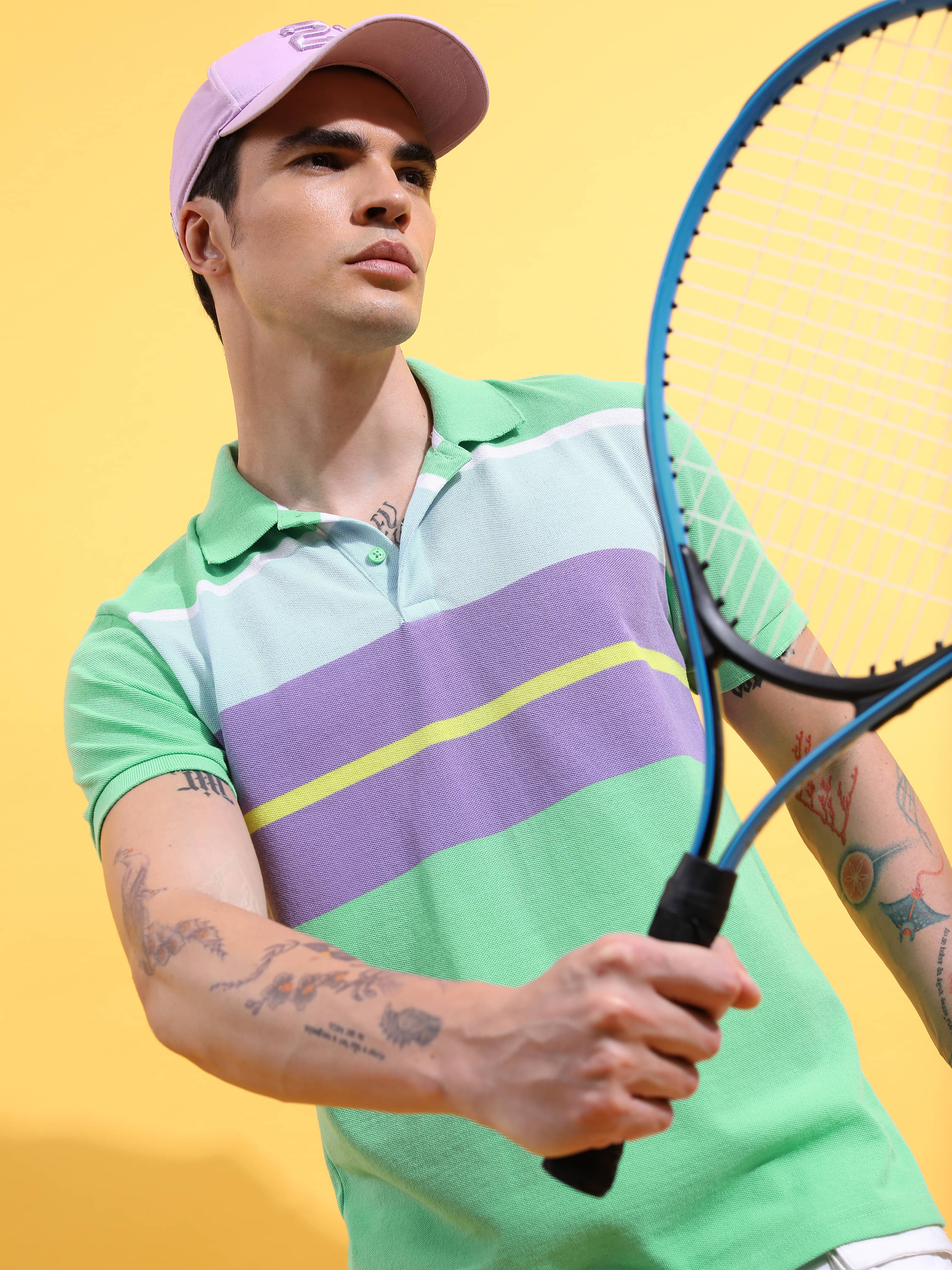     			Highlander Men Polyester Slim Fit Striped Polo T Shirt ( Multicolor )