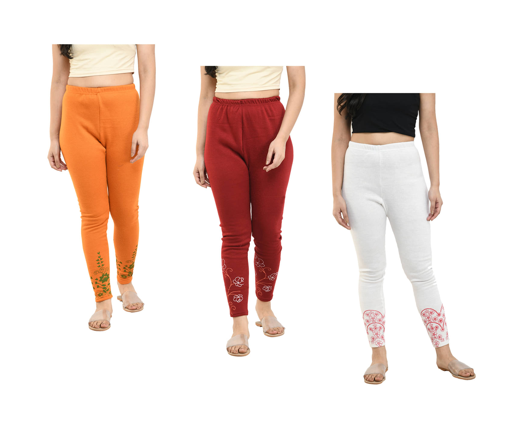     			IndiWeaves Pack of 3 Woollen Women Legging ( Multicolor )