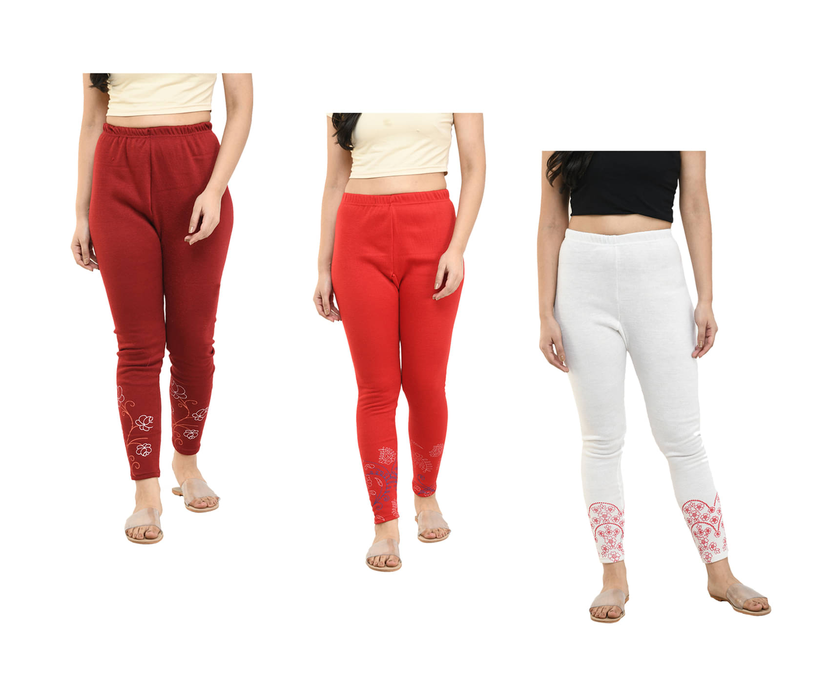     			IndiWeaves Pack of 3 Woollen Women Legging ( Multicolor )