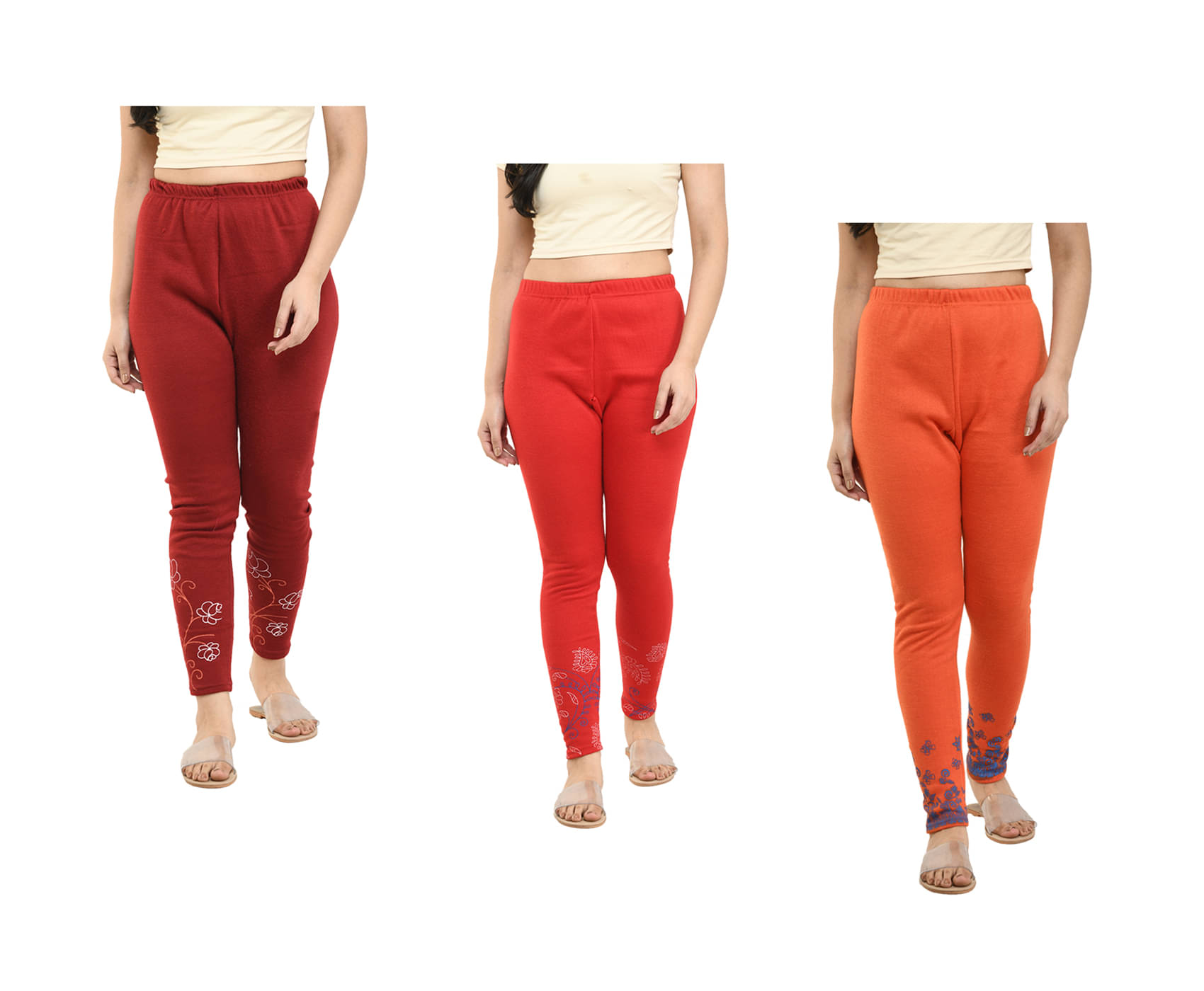     			IndiWeaves Pack of 3 Woollen Women Legging ( Multicolor )