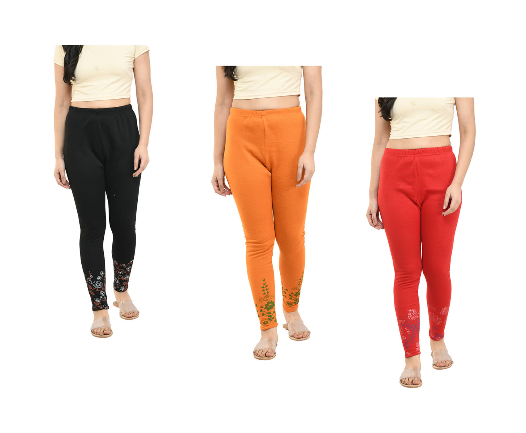     			IndiWeaves Pack of 3 Woollen Women Legging ( Multicolor )