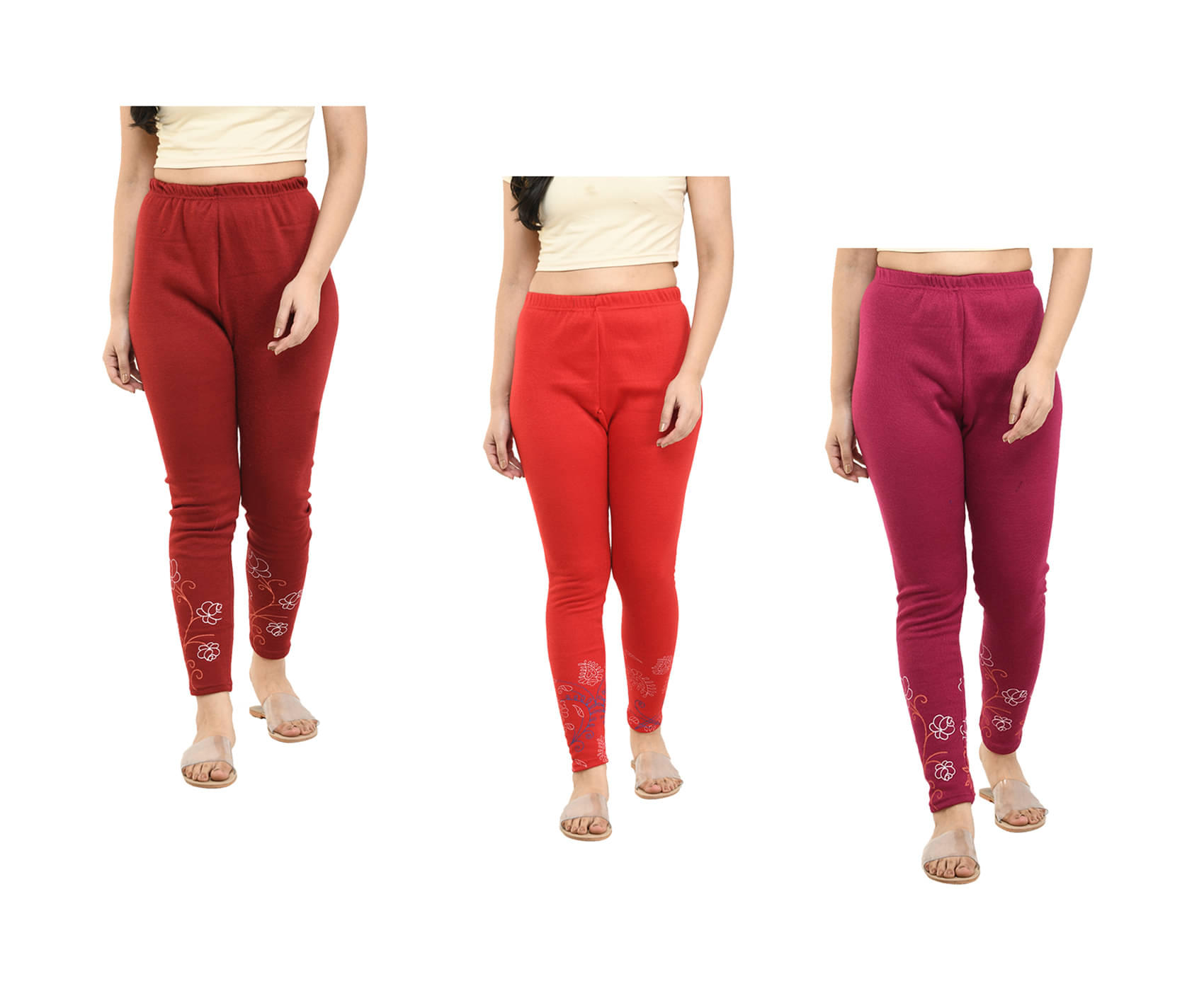     			IndiWeaves Pack of 3 Woollen Women Legging ( Multicolor )