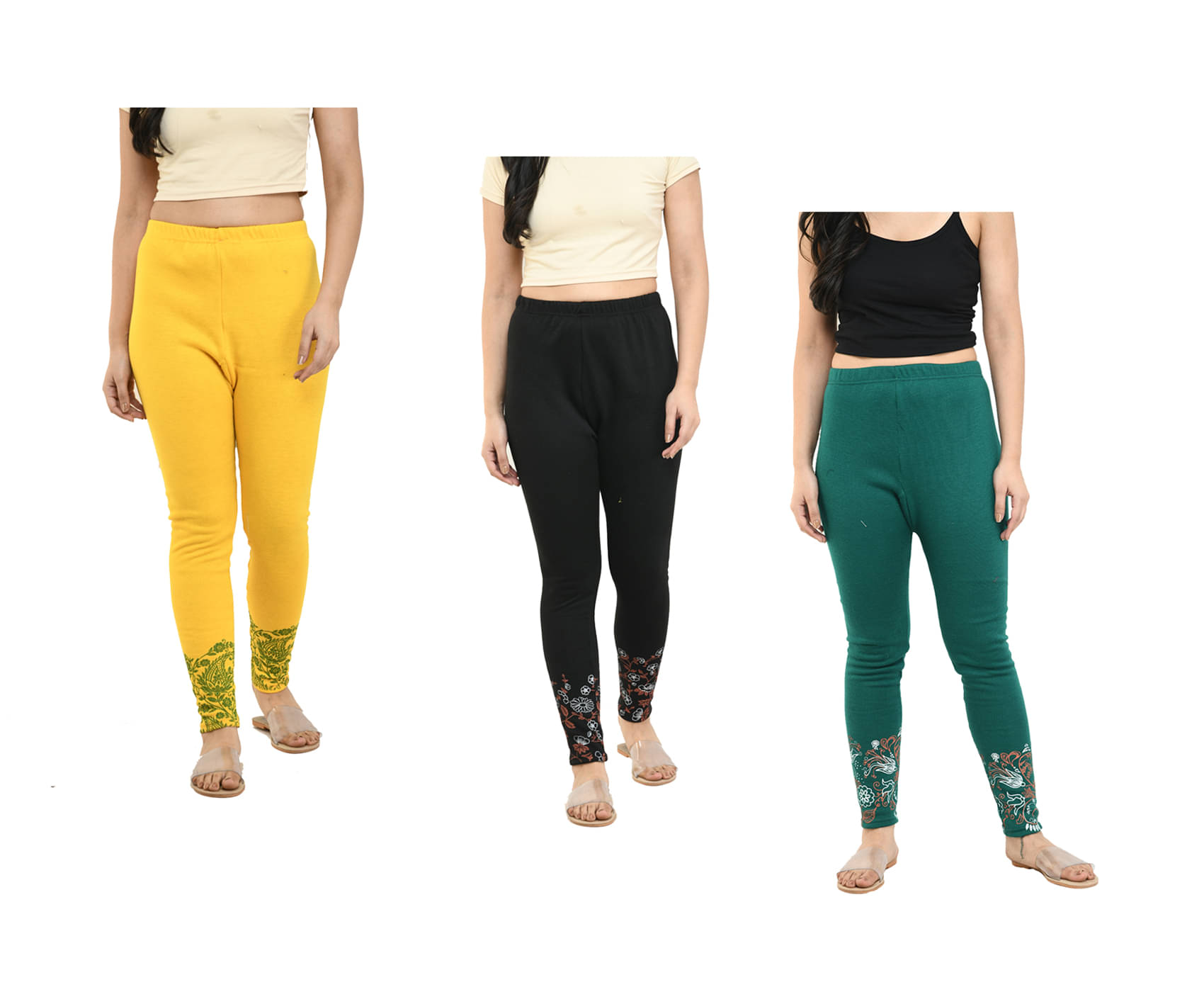     			IndiWeaves Pack of 3 Woollen Women Legging ( Multicolor )