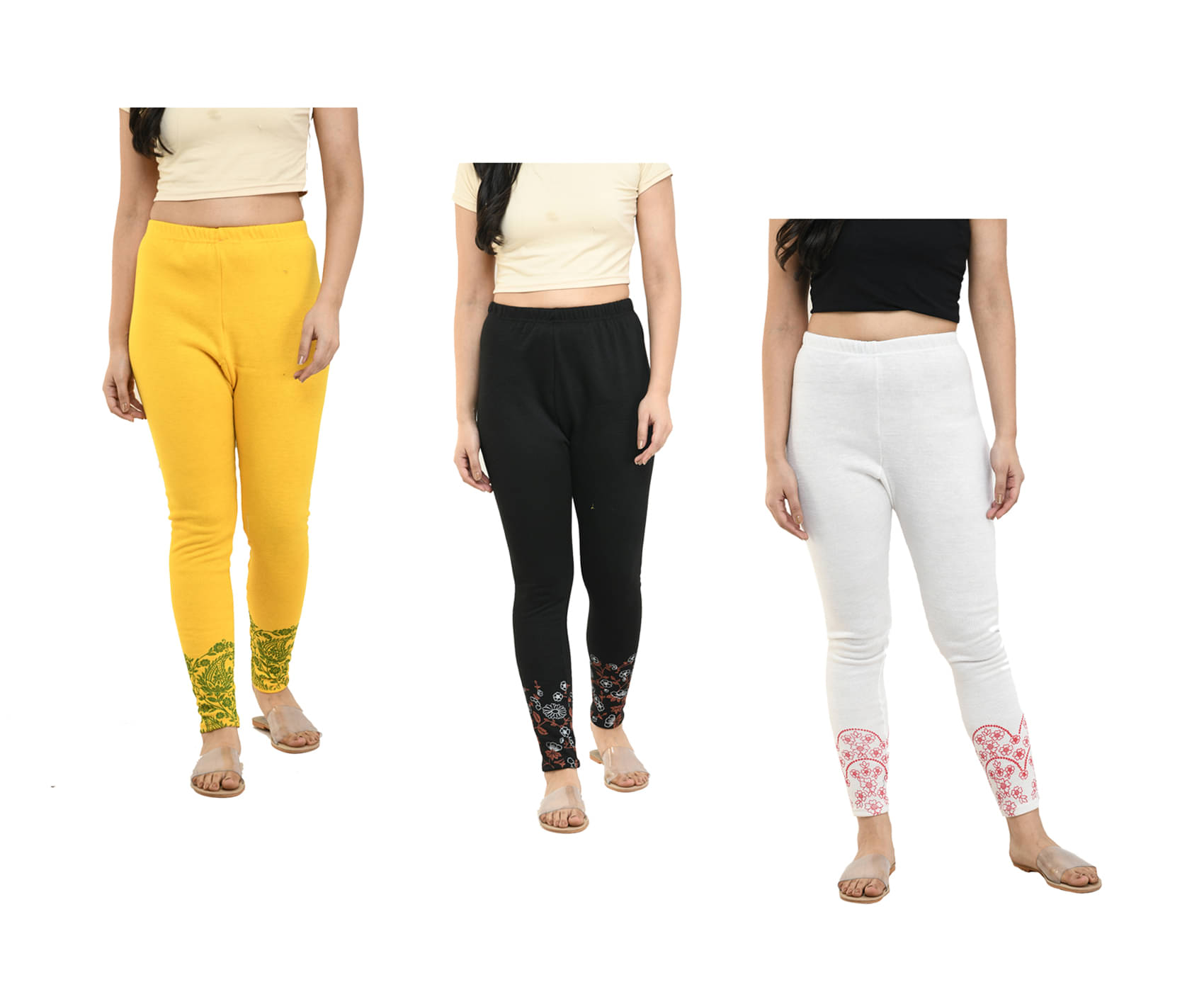     			IndiWeaves Pack of 3 Woollen Women Legging ( Multicolor )