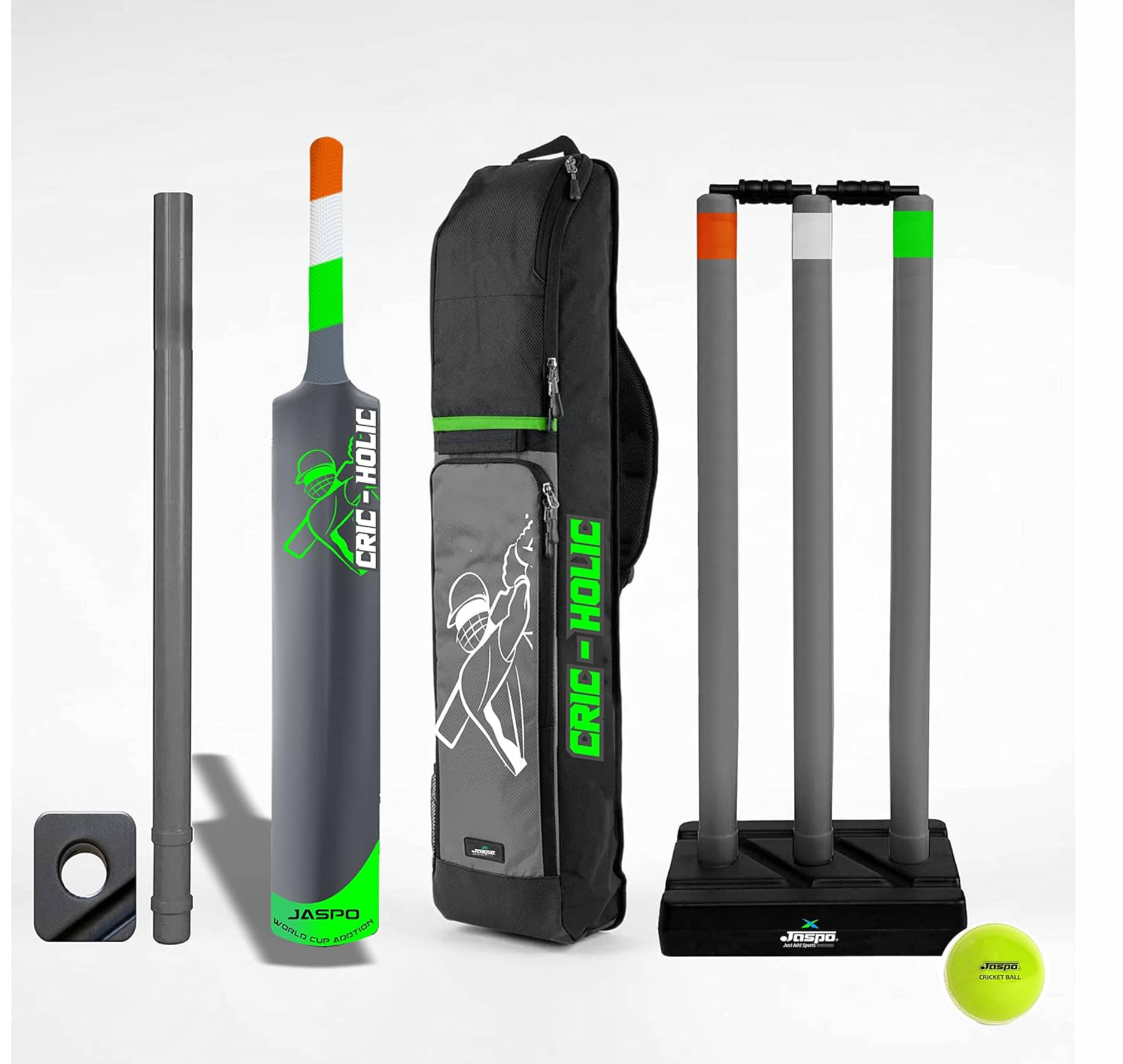     			Jaspo CRIC-HOLIC Plastic Cricket Bat Set Combo with Soft Cricket Ball for Kids & Adults Size-8 (12yrs & Above)