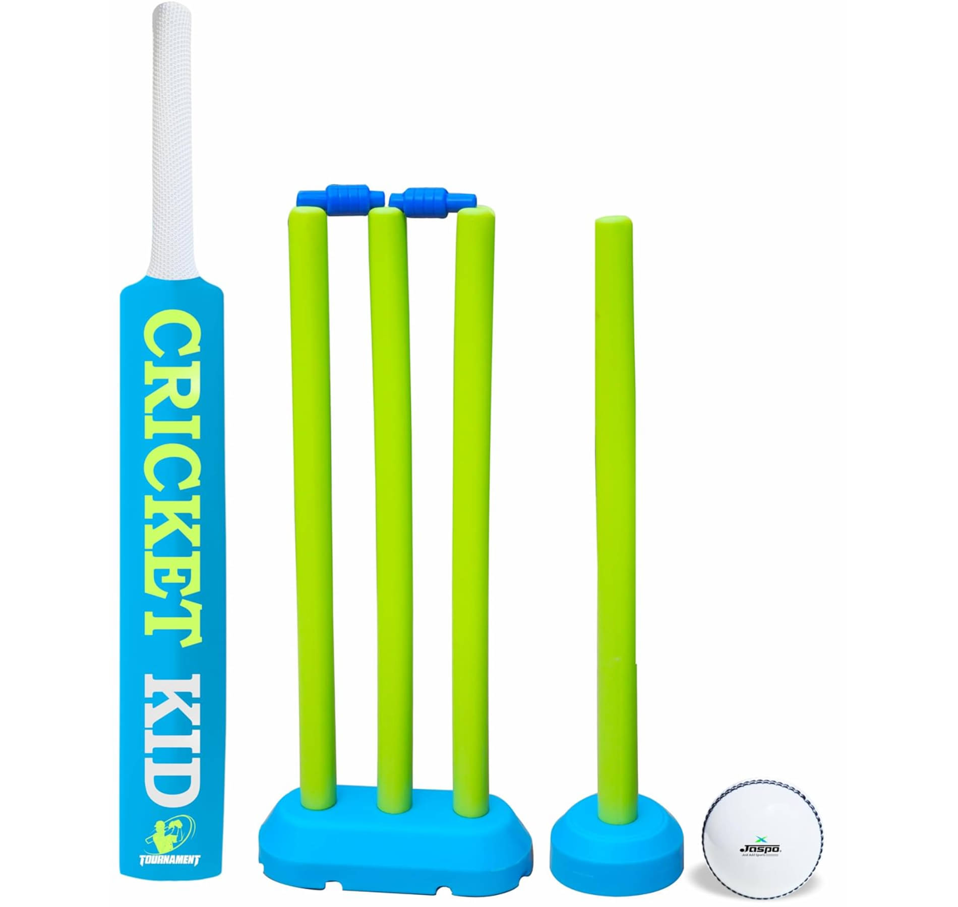 Jaspo Cricket-Kid Complete Set - Perfect Introduction for Young Players, Plastic Bat for Practice & Initial Training (Size-3, Age 5-10 Yrs) - Multicolor Jaspo Cricket-Kid Complete Set - Perfect Introduction for Young Players, Plastic Bat for Practice & Initial Training (Size-3, Age 5-10 Yrs) - Multicolor