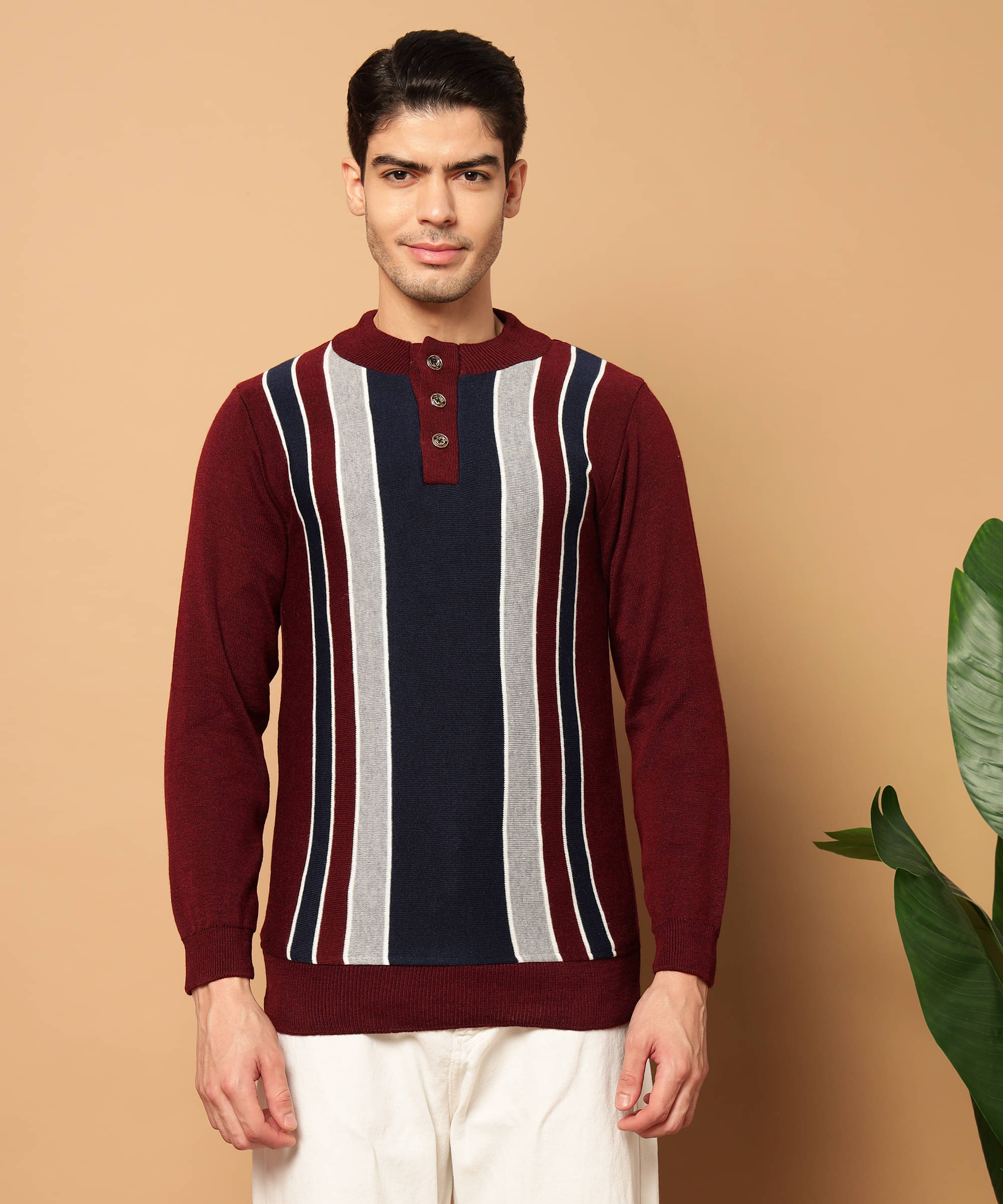     			Kilvested Woollen Blend Round Neck Men's Full Sleeves Pullover Sweater - Maroon ( Pack of 1 )