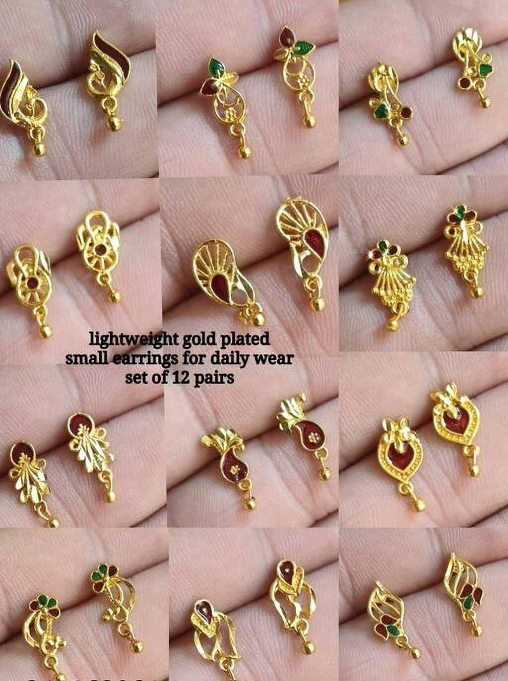     			Lady Raiment Golden Stud Earrings ( More Than 10 )