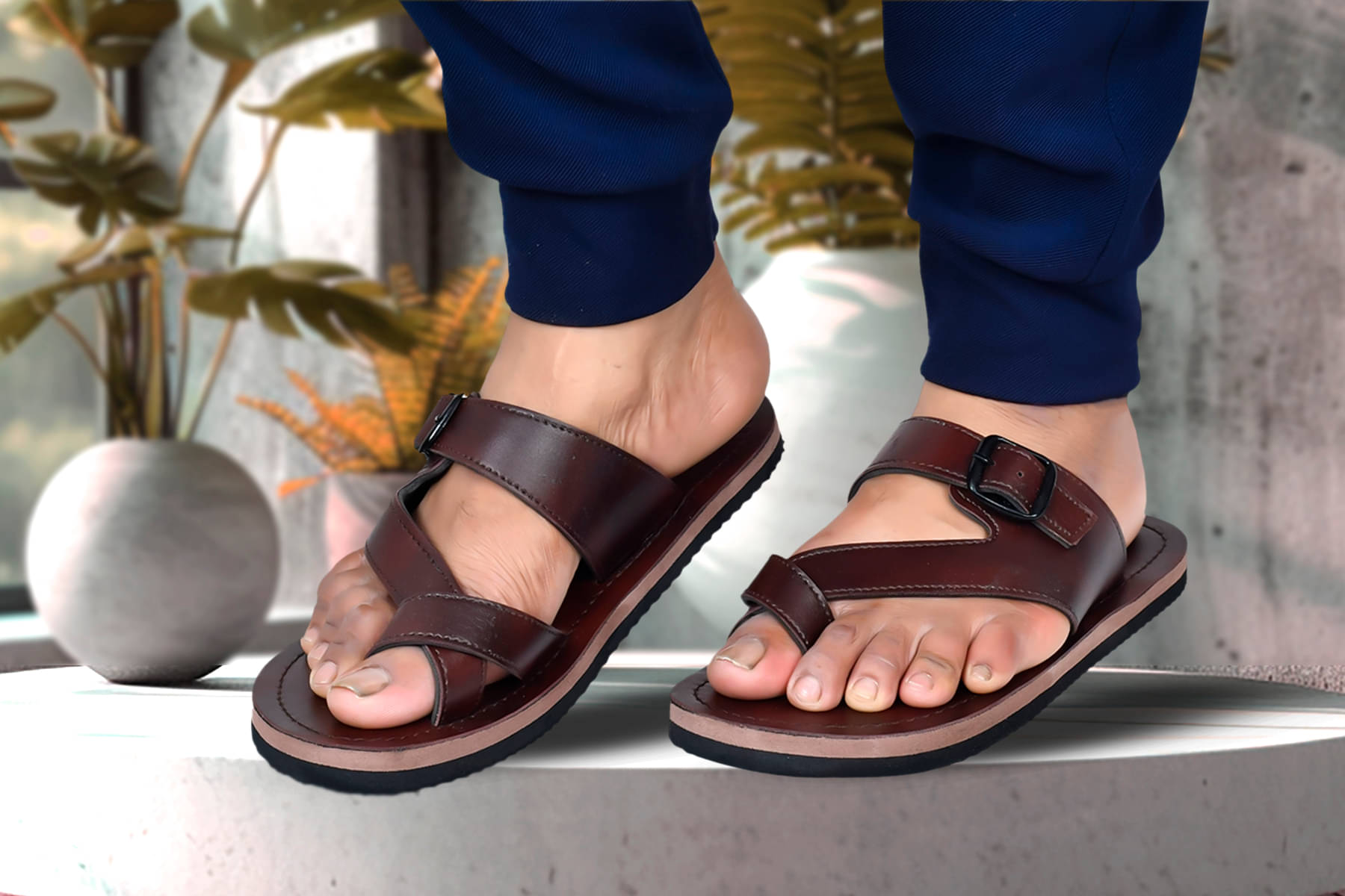    			MAAN Brown Men's Thong Flip Flop