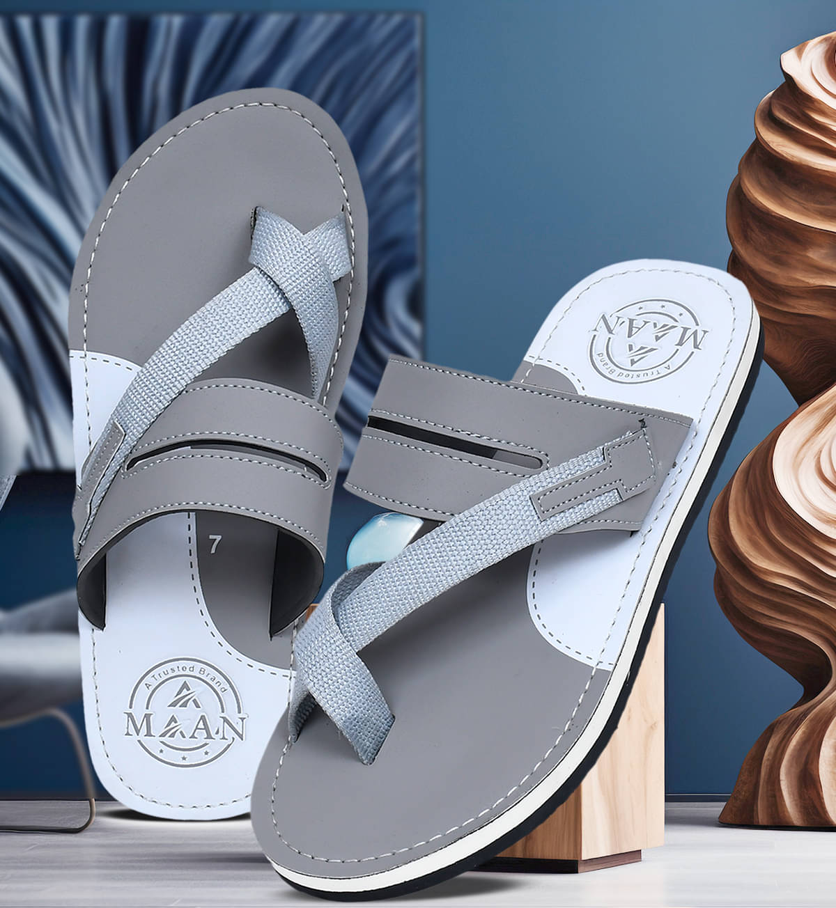    			MAAN Grey Men's Thong Flip Flop
