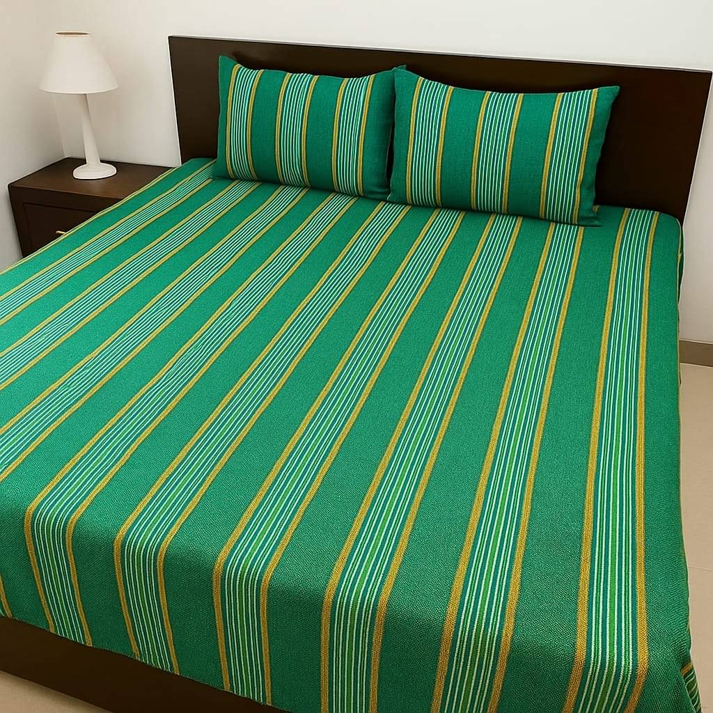 MAHAMAYA FABRICS & FASHION Cotton 1 Single Bedsheet without Pillow cover ( Green ) MAHAMAYA FABRICS & FASHION Cotton 1 Single Bedsheet without Pillow cover ( Green )
