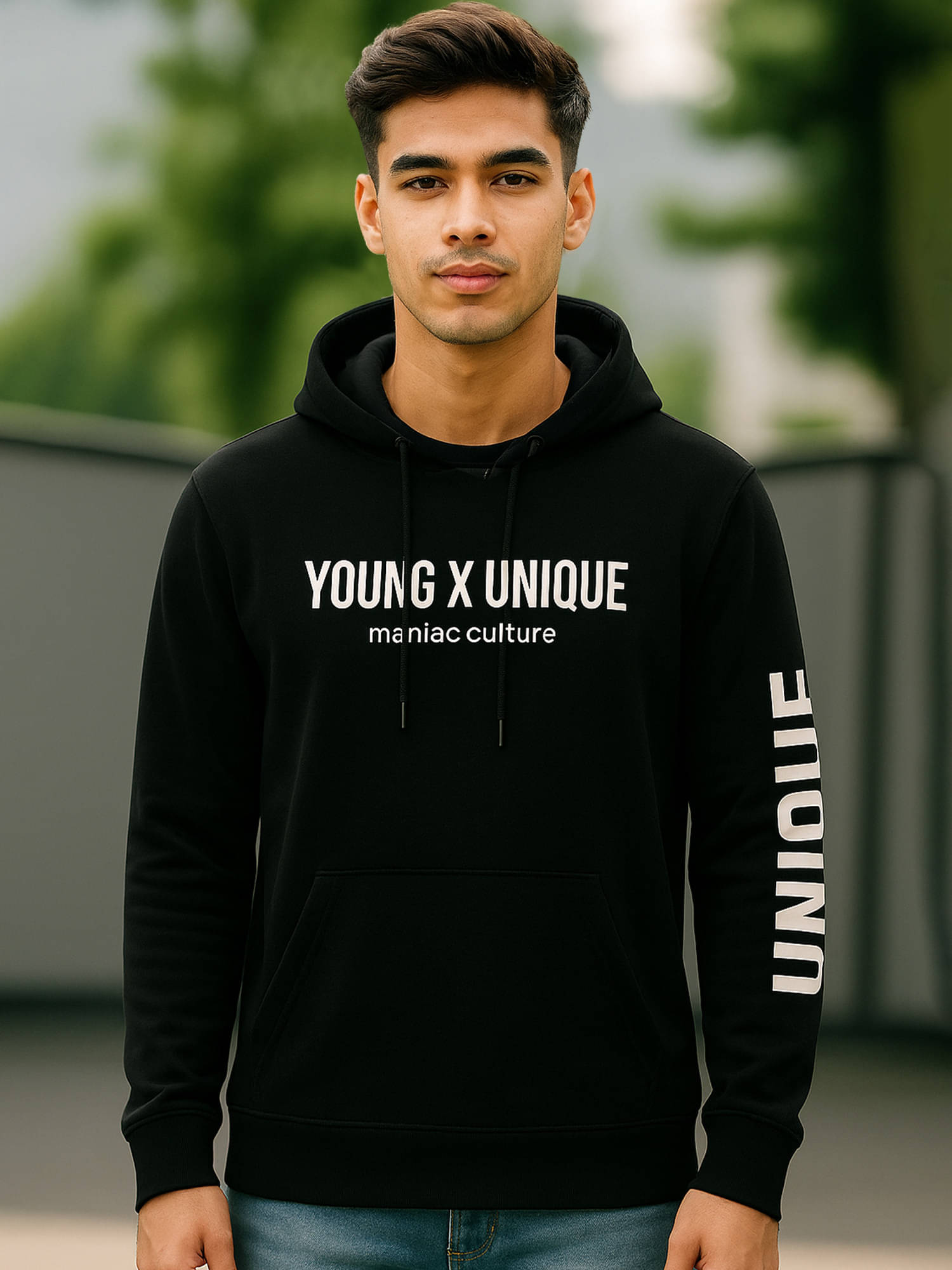 Maniac Cotton Blend Hooded Men's Sweatshirt - Black ( Pack of 1 )     			Maniac Cotton Blend Hooded Men's Sweatshirt - Black ( Pack of 1 )