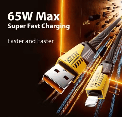     			Metal 4-in-1 USB-C Cable, PD 65W 1.2 Meter Fast Charging Cable Metal connecters & Data Sync, Flat Braided Charger Cord with Type C/USB A for laptop iPhone iPad MacBook Samsung