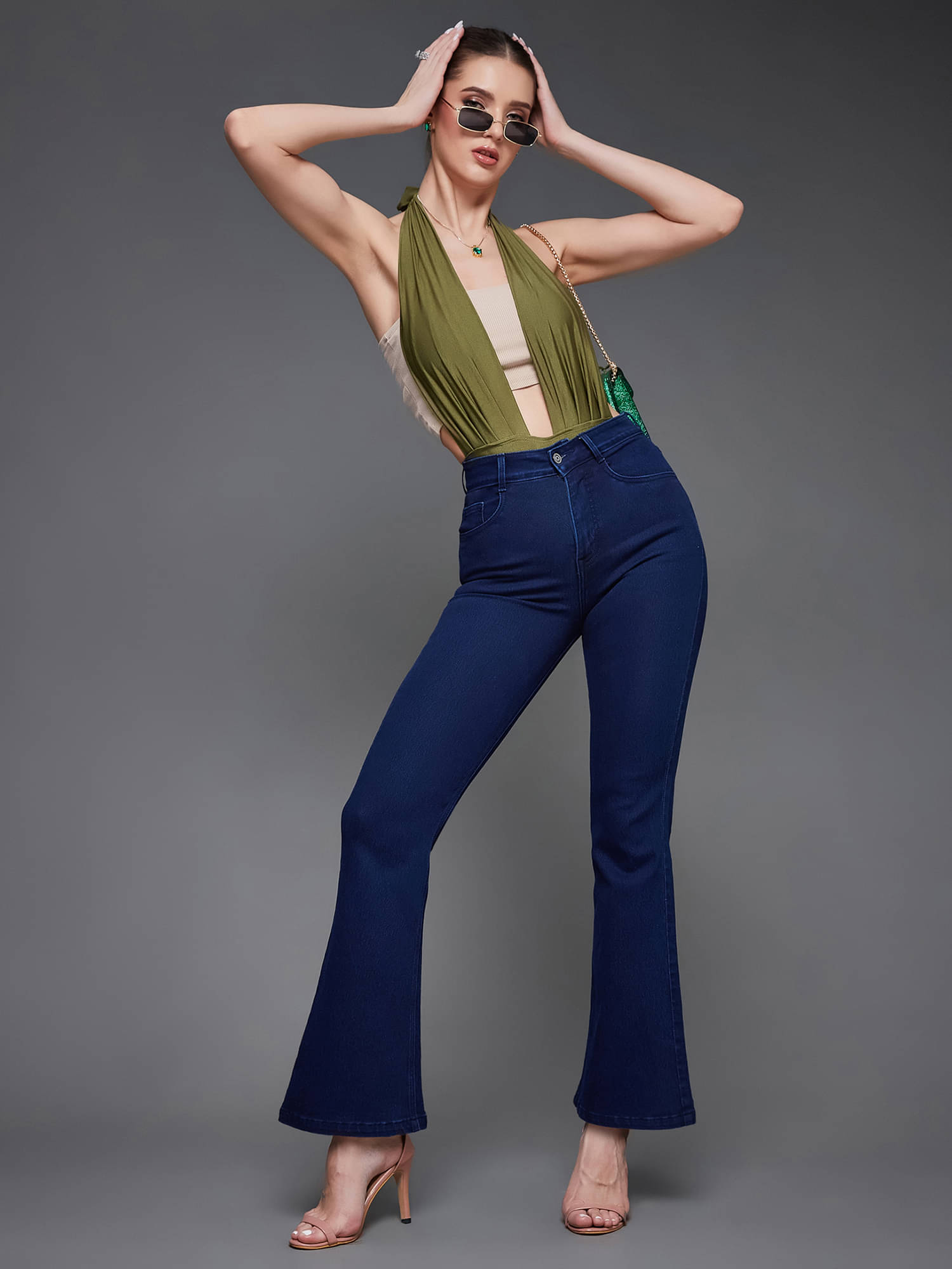     			Miss Chase Women's Bootcut High-Rise Jeans ( Navy )