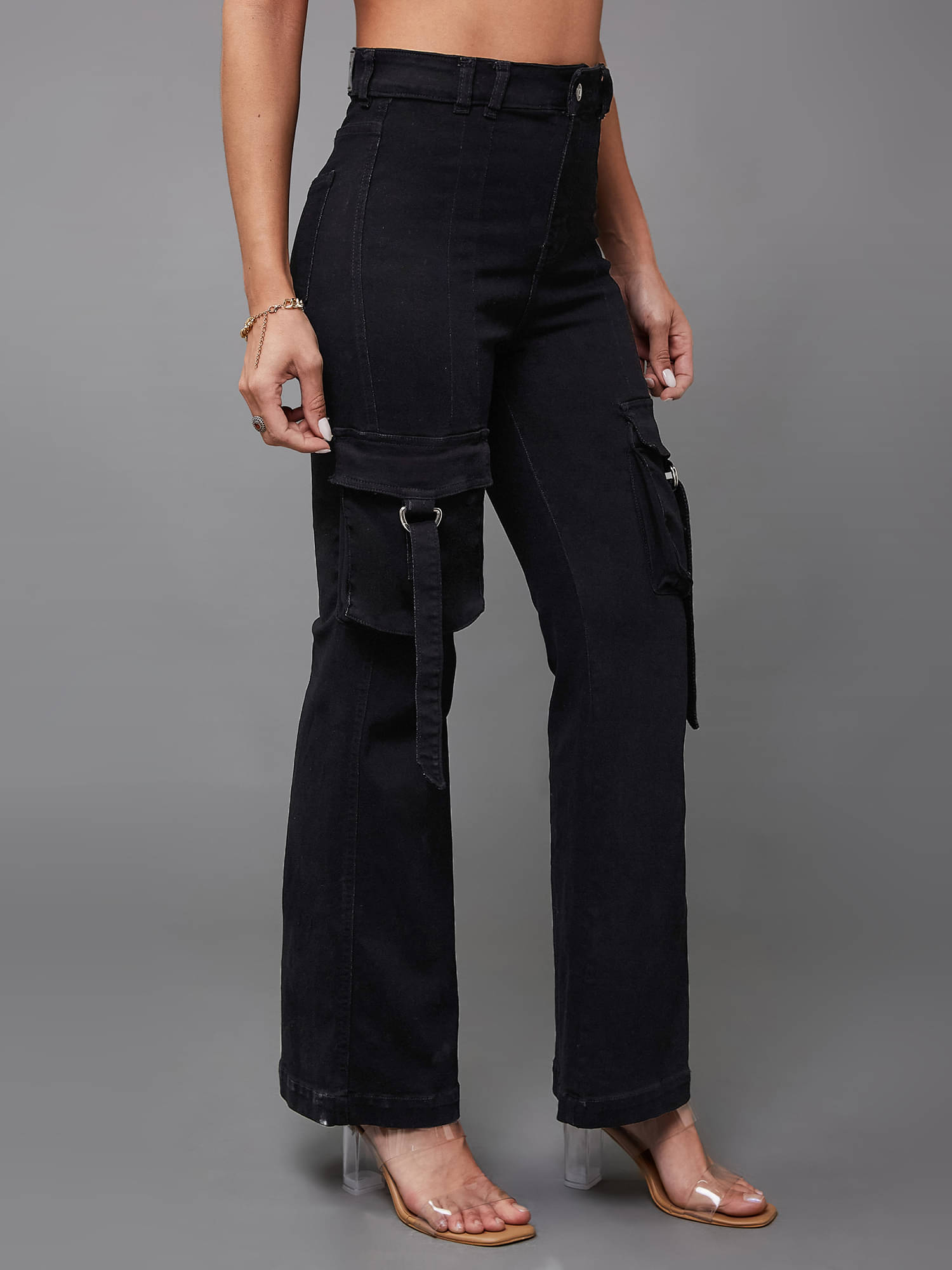     			Miss Chase Women's Bootcut High-Rise Jeans ( Black )