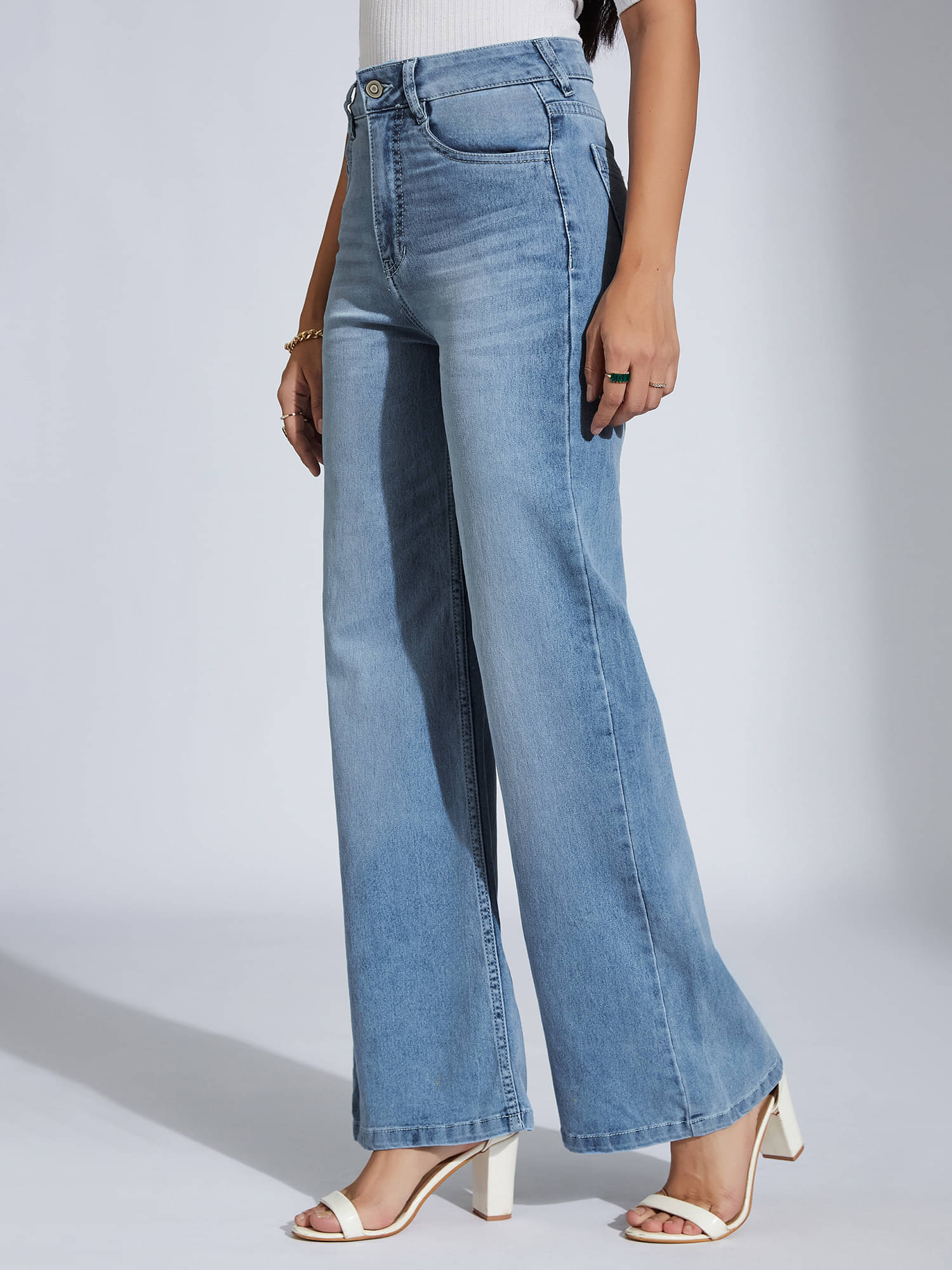     			Miss Chase Women's Wide Leg High-Rise Jeans ( Blue )