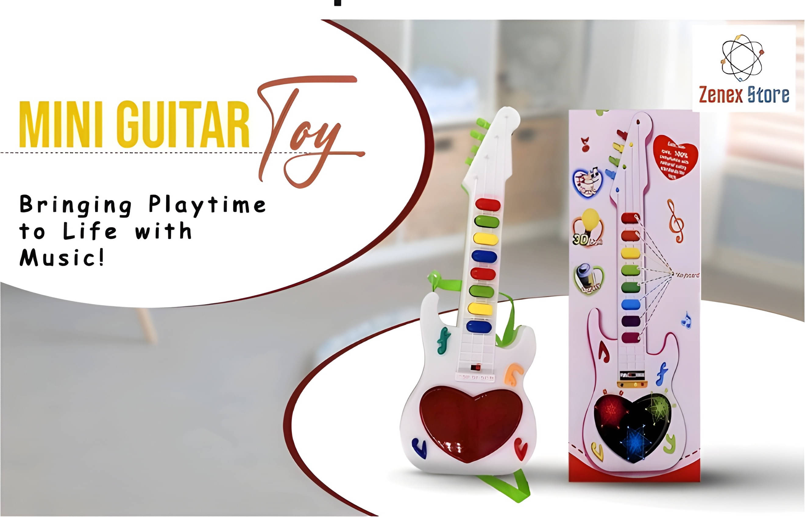 Musical Mini Guitar Instrument With Sound & 3d LED Lighting Gift Toys kids Musical Mini Guitar Instrument With Sound & 3d LED Lighting Gift Toys kids