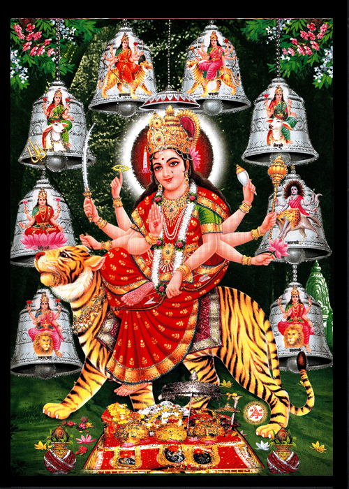 NAVDURGA MATA Sparkled Laminated Photo 5 (Width) x 7 (Length) inch on Wooden Base With Back Support Mount NAVDURGA MATA Sparkled Laminated Photo 5 (Width) x 7 (Length) inch on Wooden Base With Back Support Mount