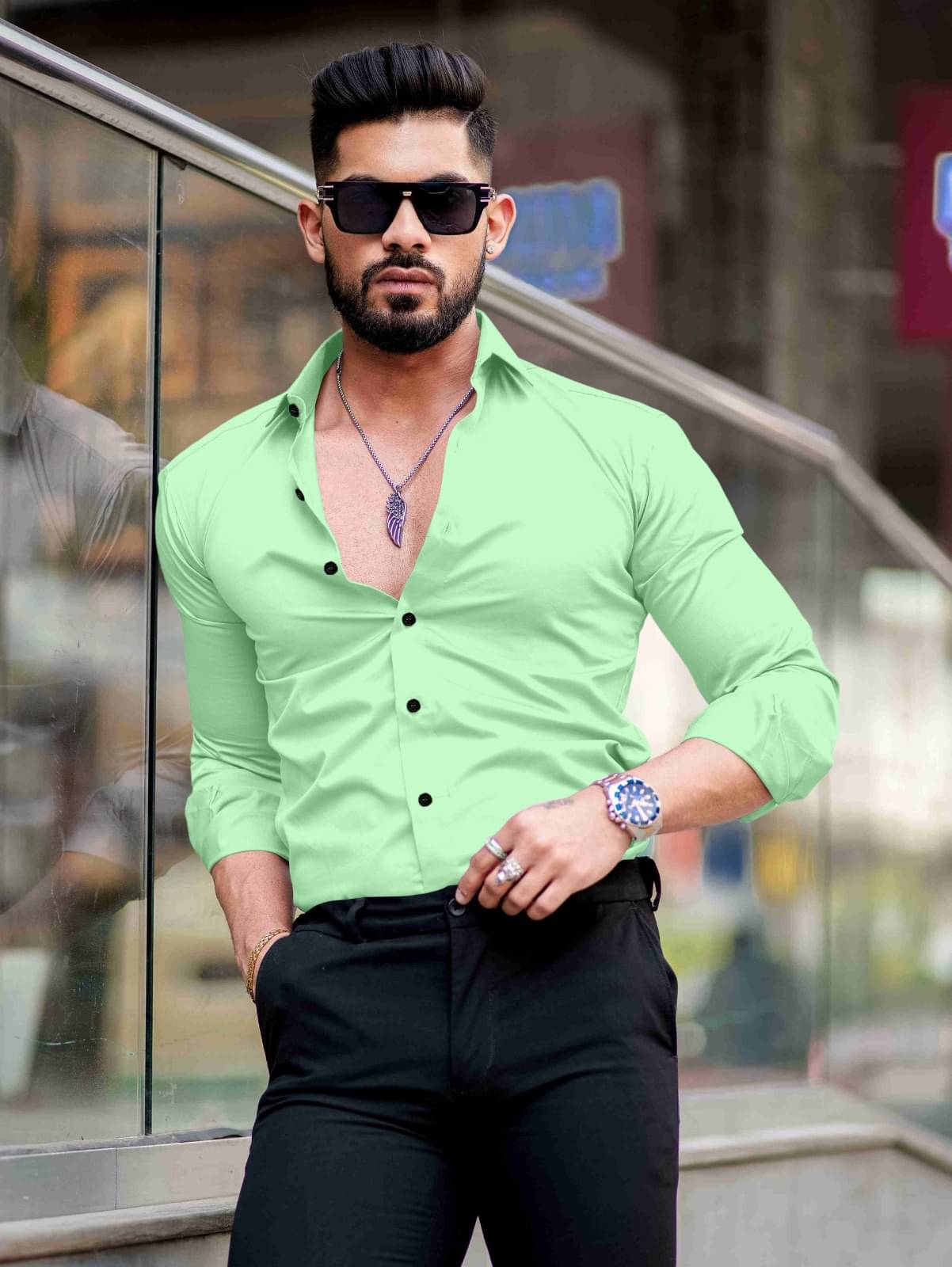     			NEXCODE Cotton Blend Regular Fit Full Sleeves Men's Formal Shirt - Sea Green ( Pack of 1 )