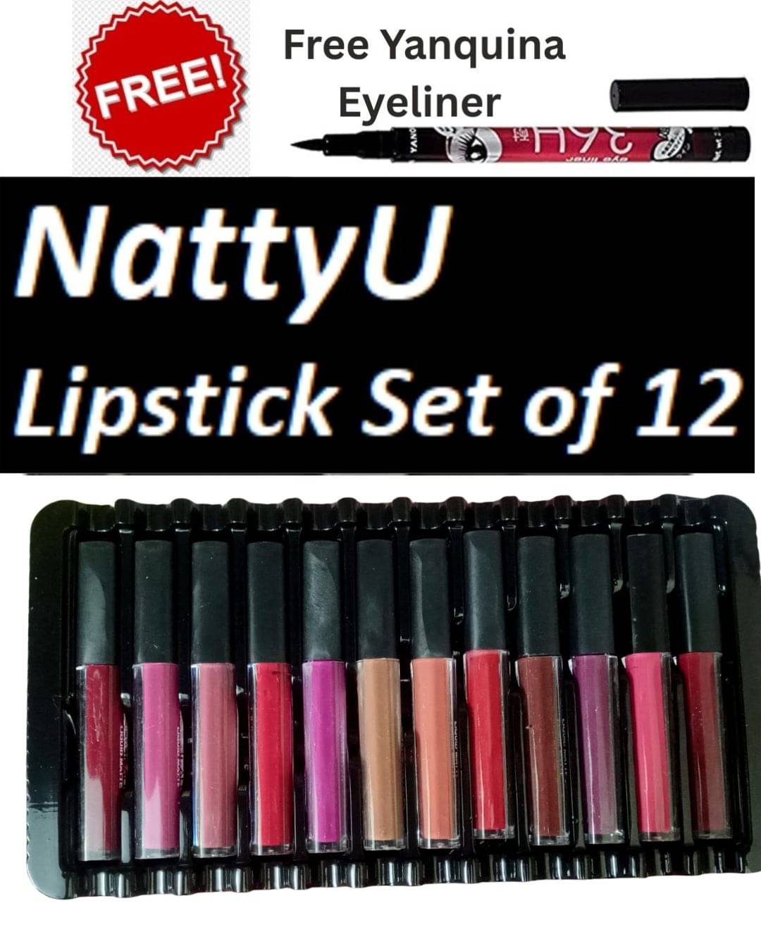 NattyU Multi Matte Long Lasting Liquid Lipstick ( Pack of 12 ) NattyU Multi Matte Long Lasting Liquid Lipstick ( Pack of 12 )
