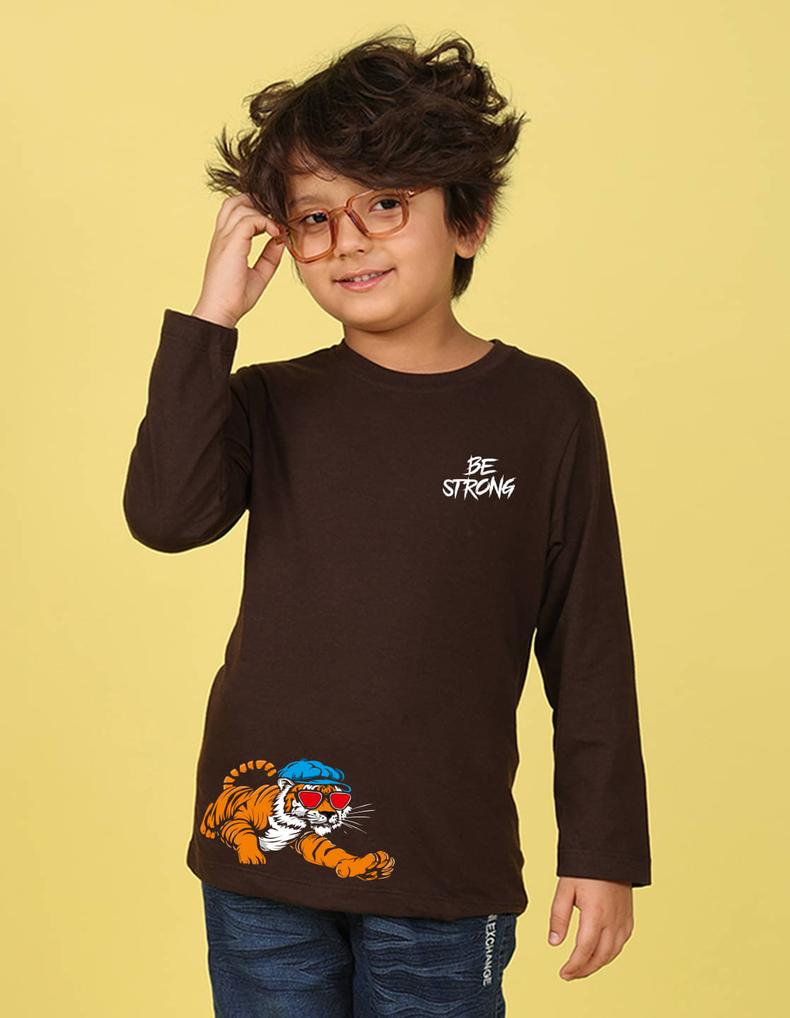     			Nusyl Pack of 1 Boys Cotton Blend T-Shirt ( Brown )