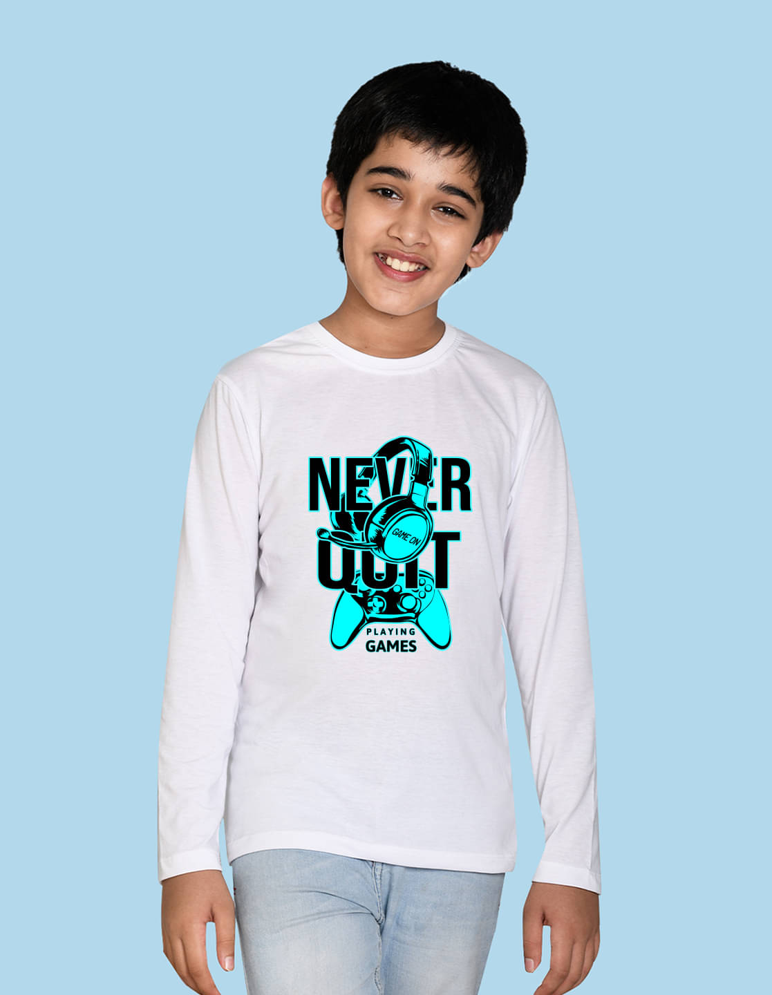     			Nusyl Pack of 1 Boys Cotton Blend T-Shirt ( White )