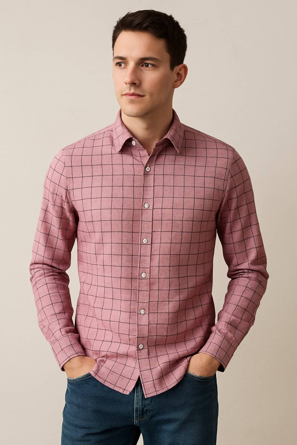     			OQUENT Linen Regular Fit Self Design Full Sleeves Men's Casual Shirt - Pink ( Pack of 1 )